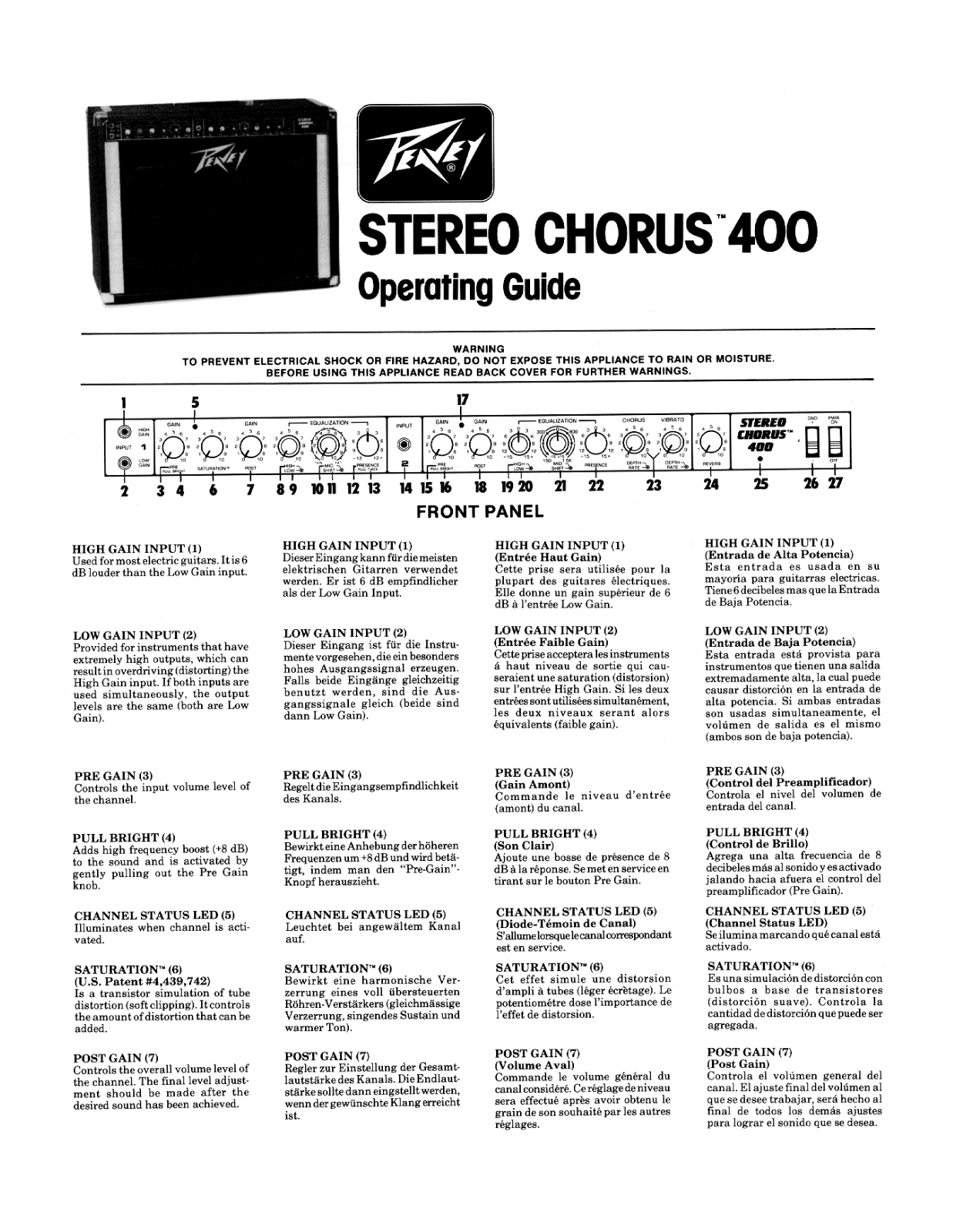 Peavey STEREO CHORUS 400 User Manual