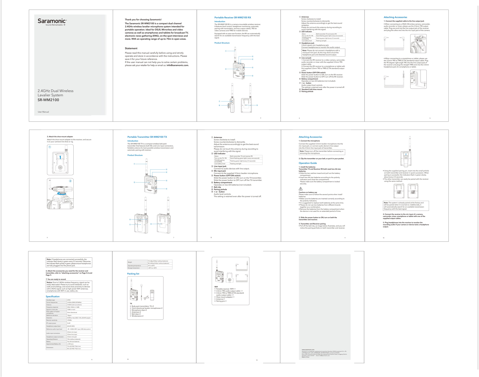 Saramonic SR-WM2100 User manual