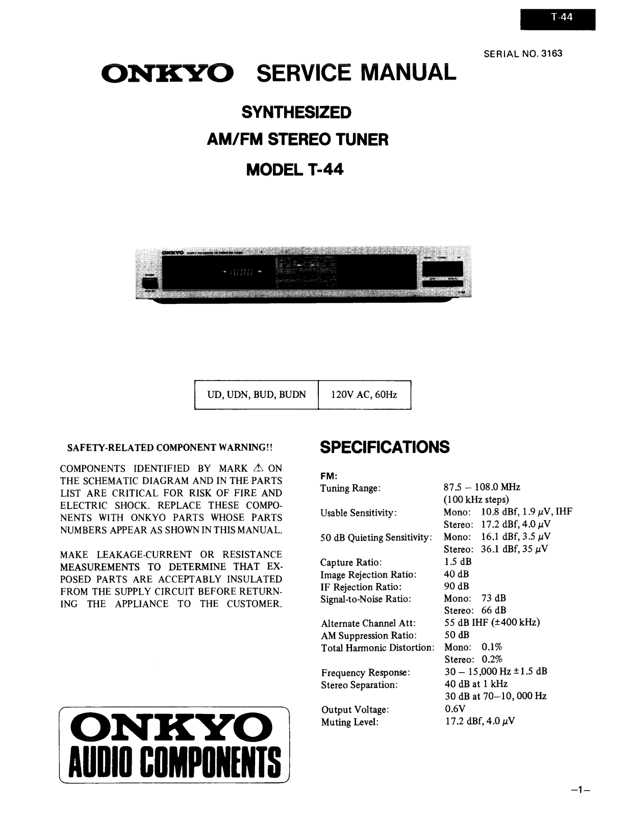 Onkyo T-44 Service manual