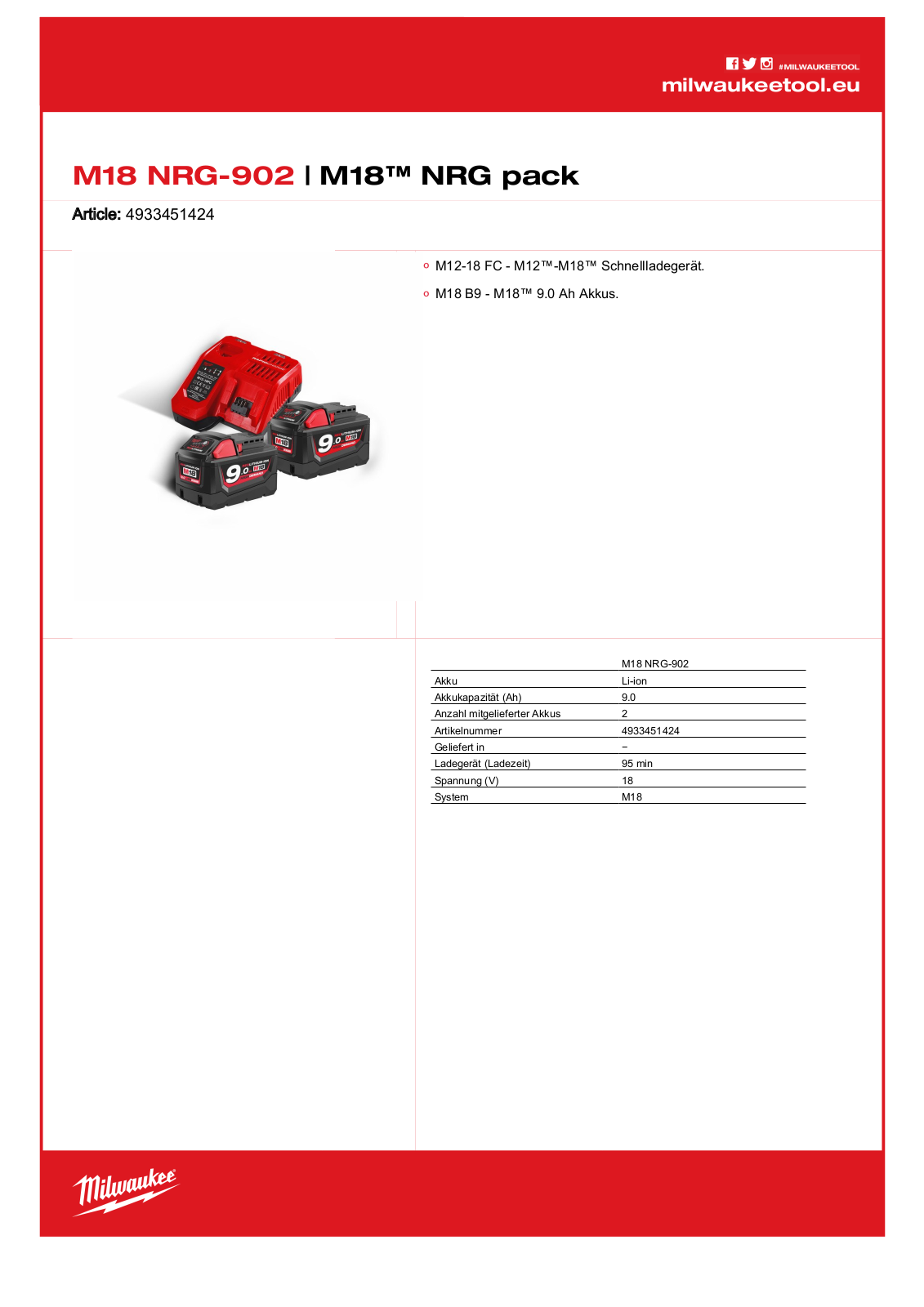 Milwaukee M18 NRG-902 User Manual