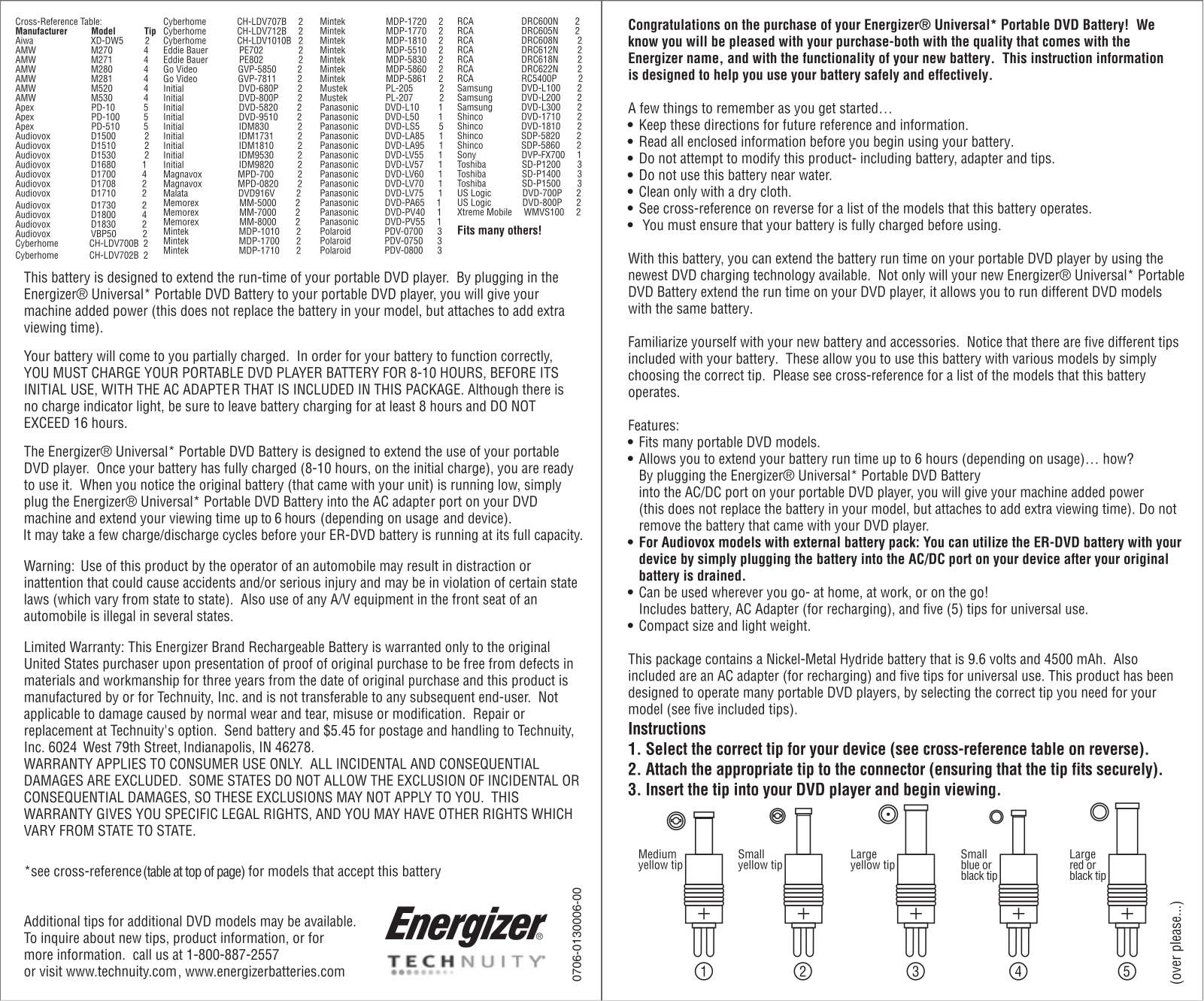 Energizer ER-DVDMAX User Manual