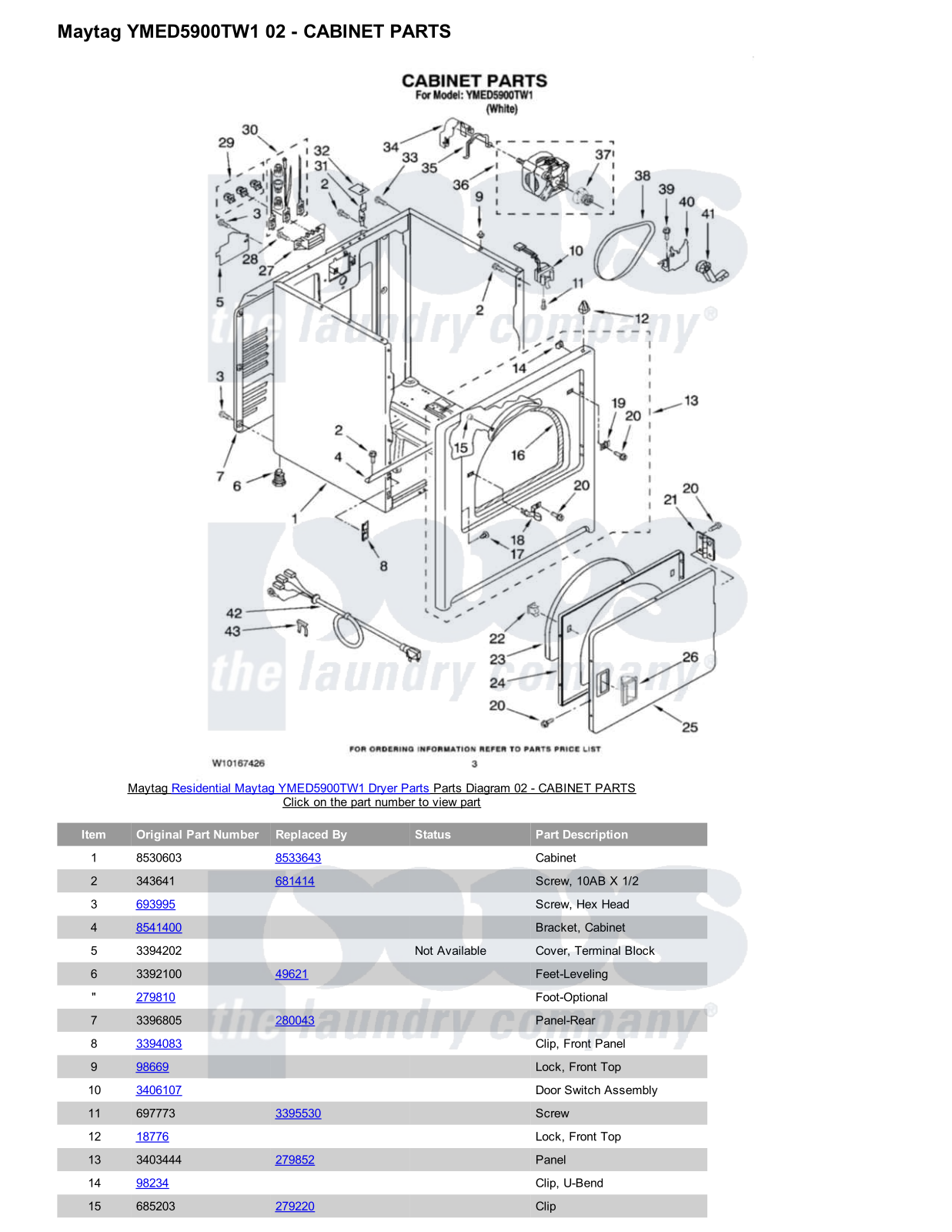 Maytag YMED5900TW1 Parts Diagram