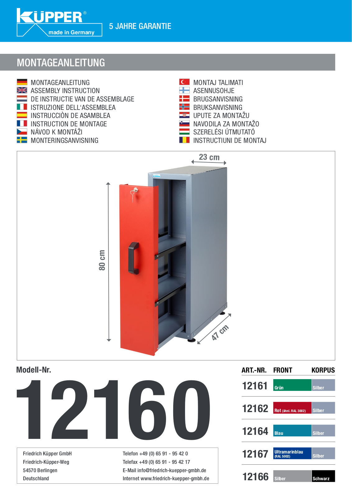 Küpper 12161, 12162, 12164, 12167, 12166 User guide