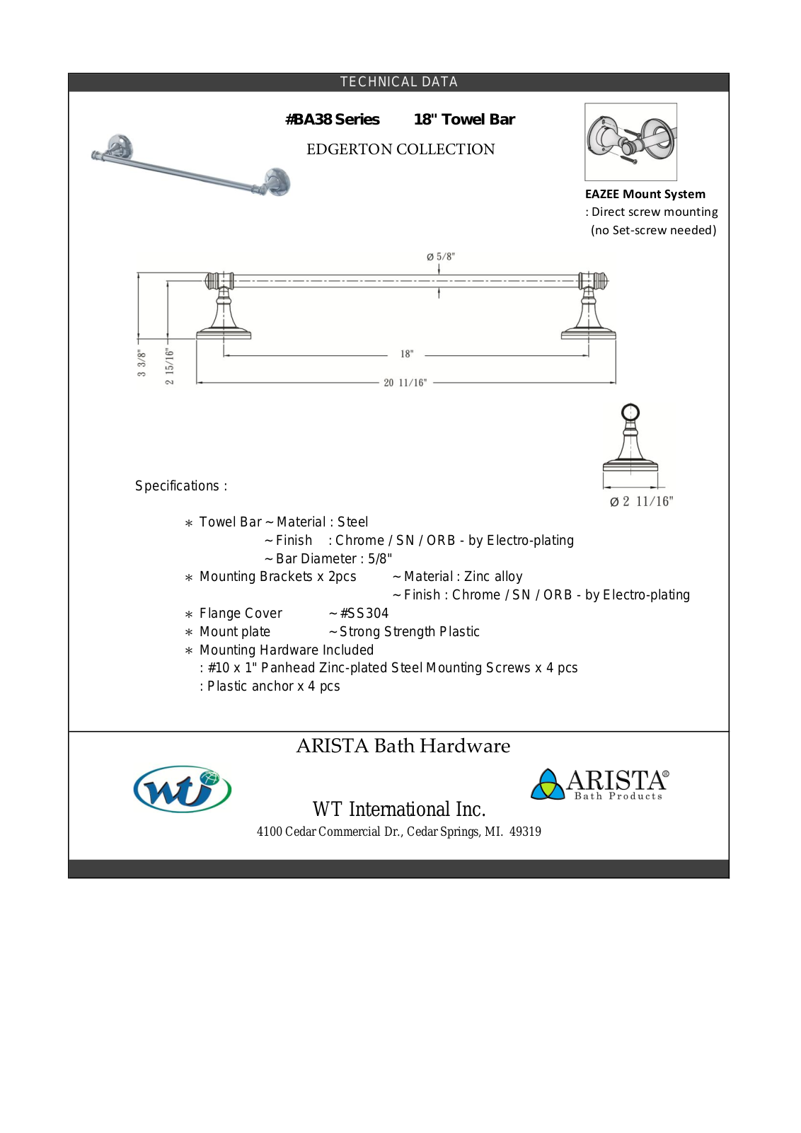 ARISTA WTIN1113 Specifications - ManualMachine.com