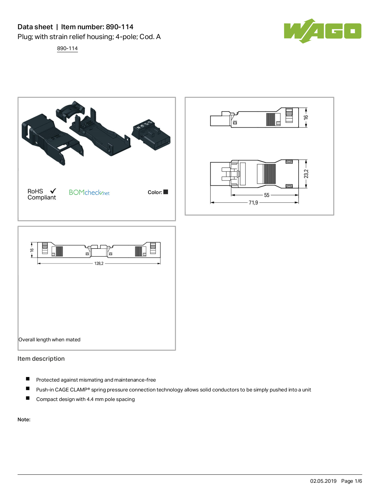 Wago 890-114 Data Sheet