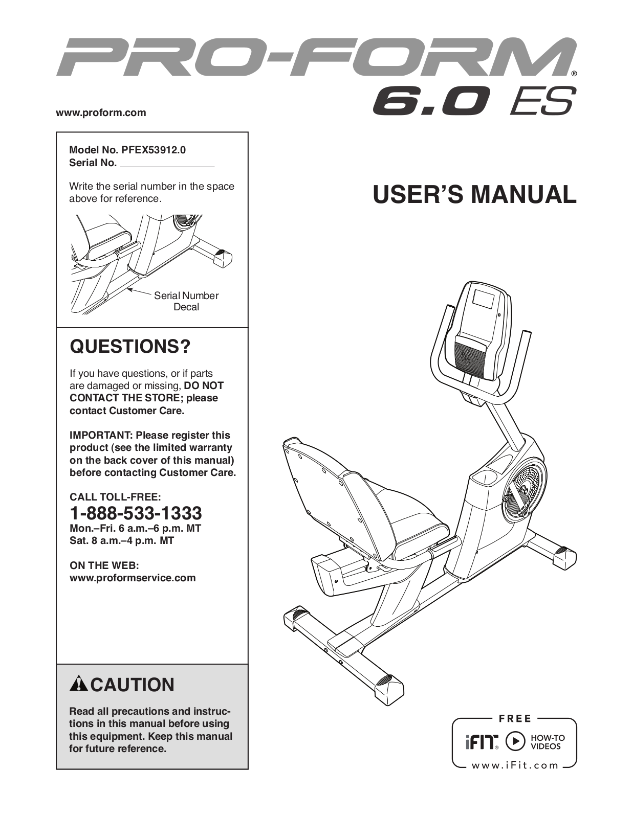 ProForm PFEX539120, 60 ES User Manual