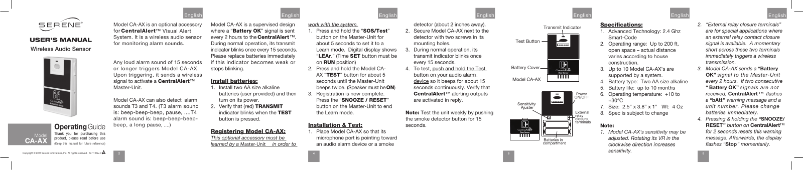 Serene CA-AX Owner's Manual - ManualMachine.com
