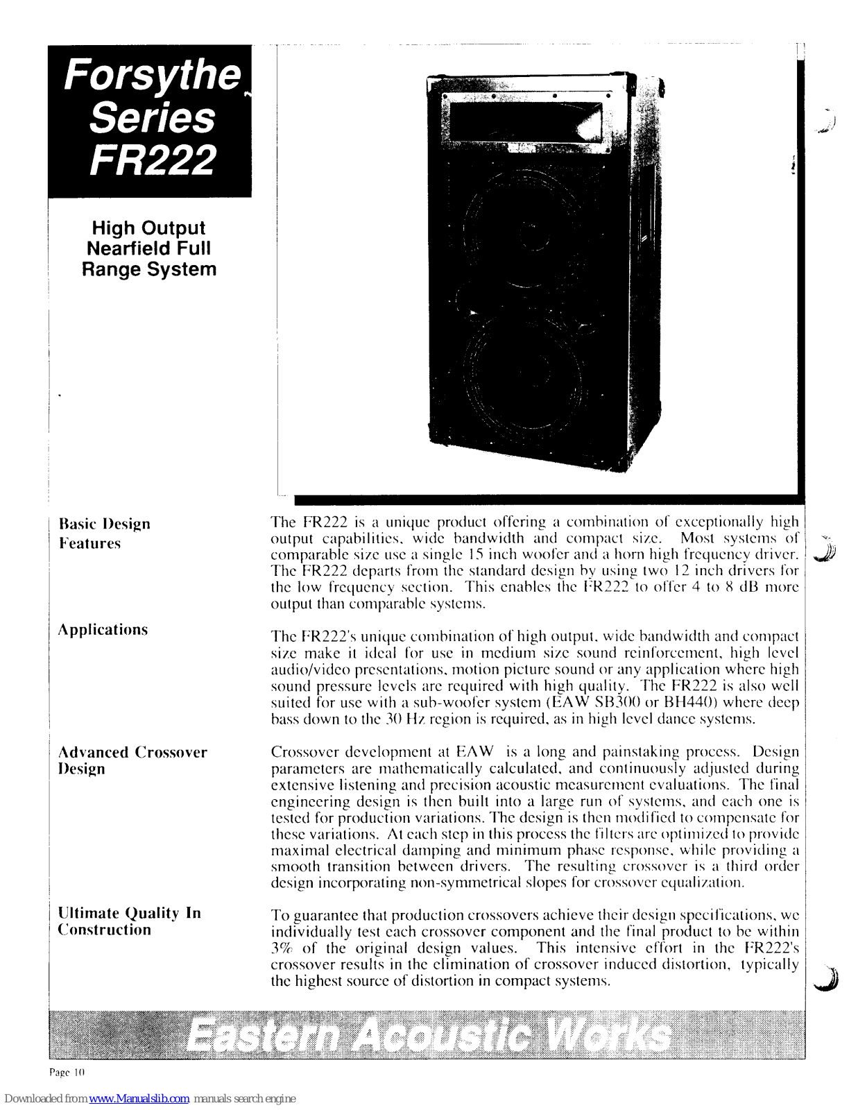 EAW FR222 Specifications