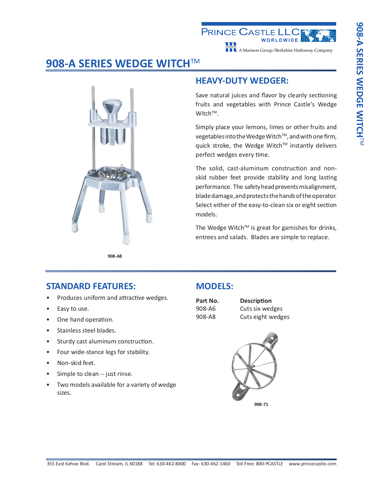 Prince Castle WEDGE WITCH- PREMIUM, 908-A Specifications