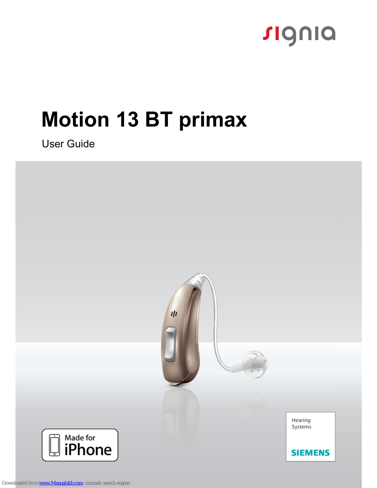 signia Motion 13 BT primax User Manual
