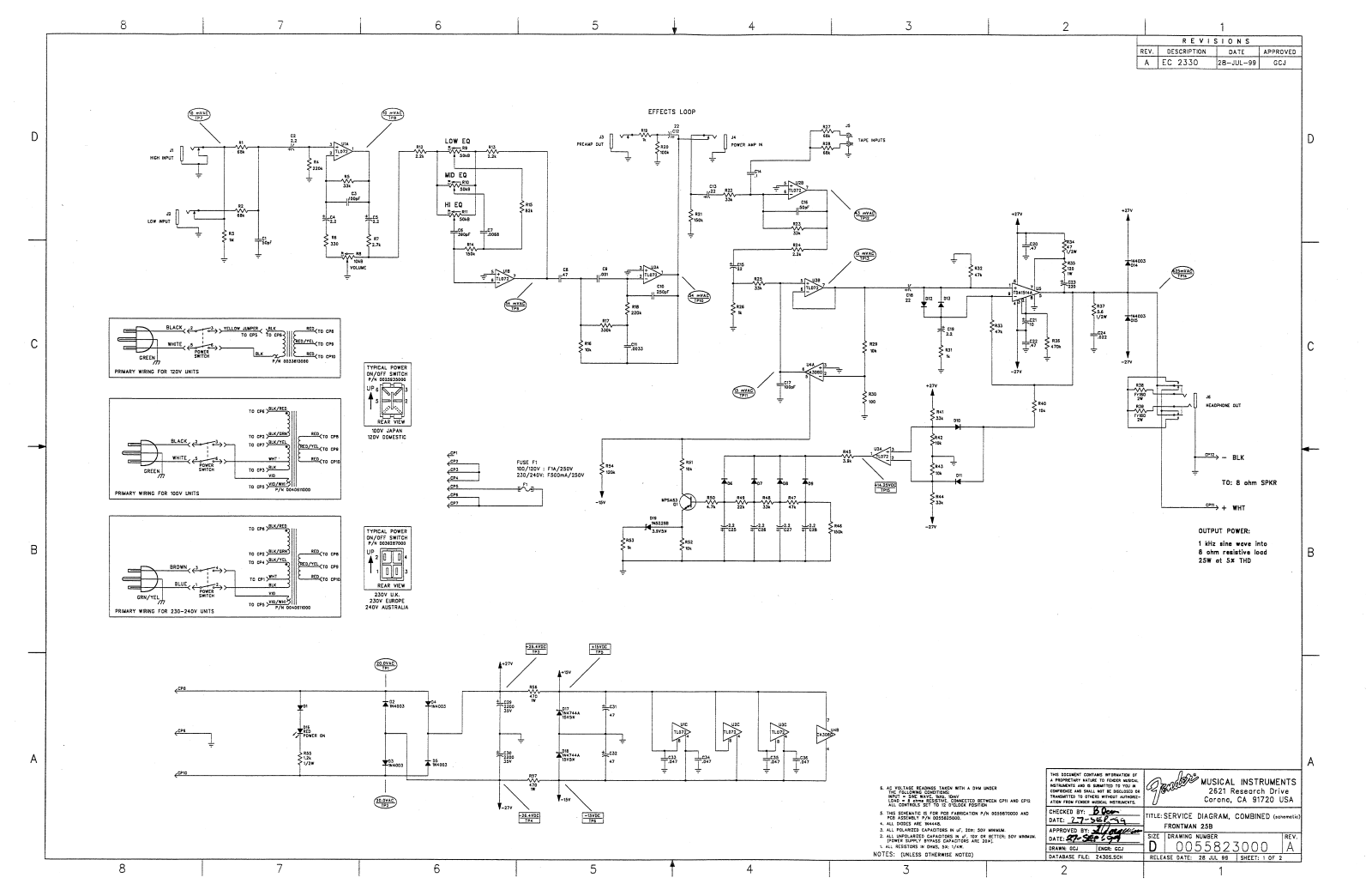 Fender Frontman-25B Schematic