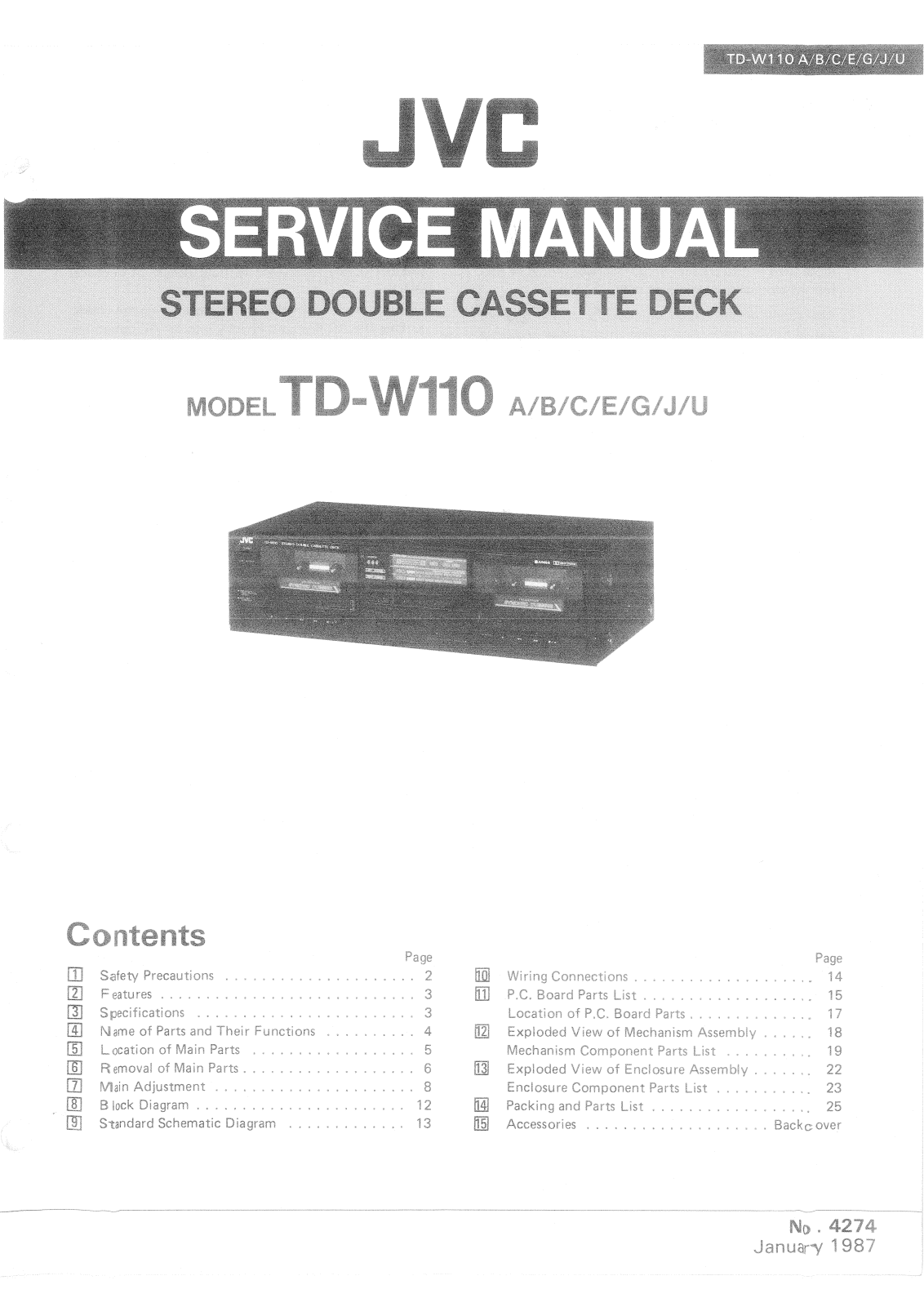 JVC TDW-110 Service manual