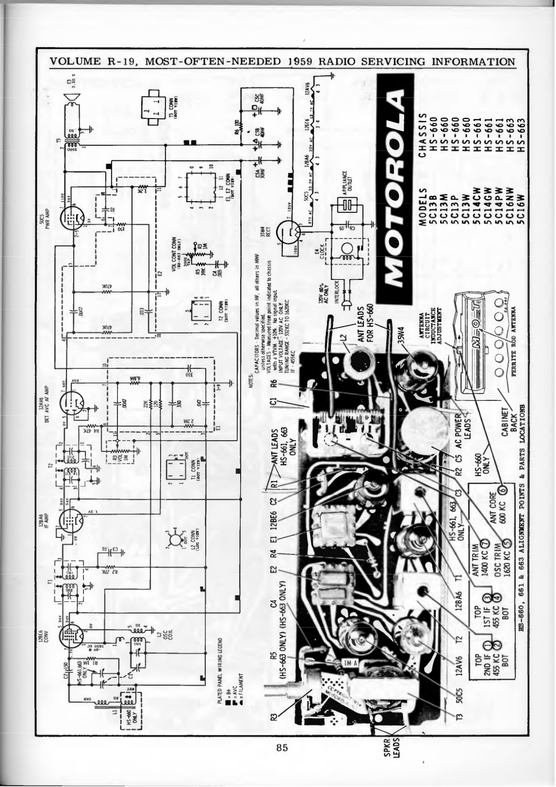 Motorola 5C13B-M-P-W, 5C14CW-GW-PW, 5C16NW-W Schematic