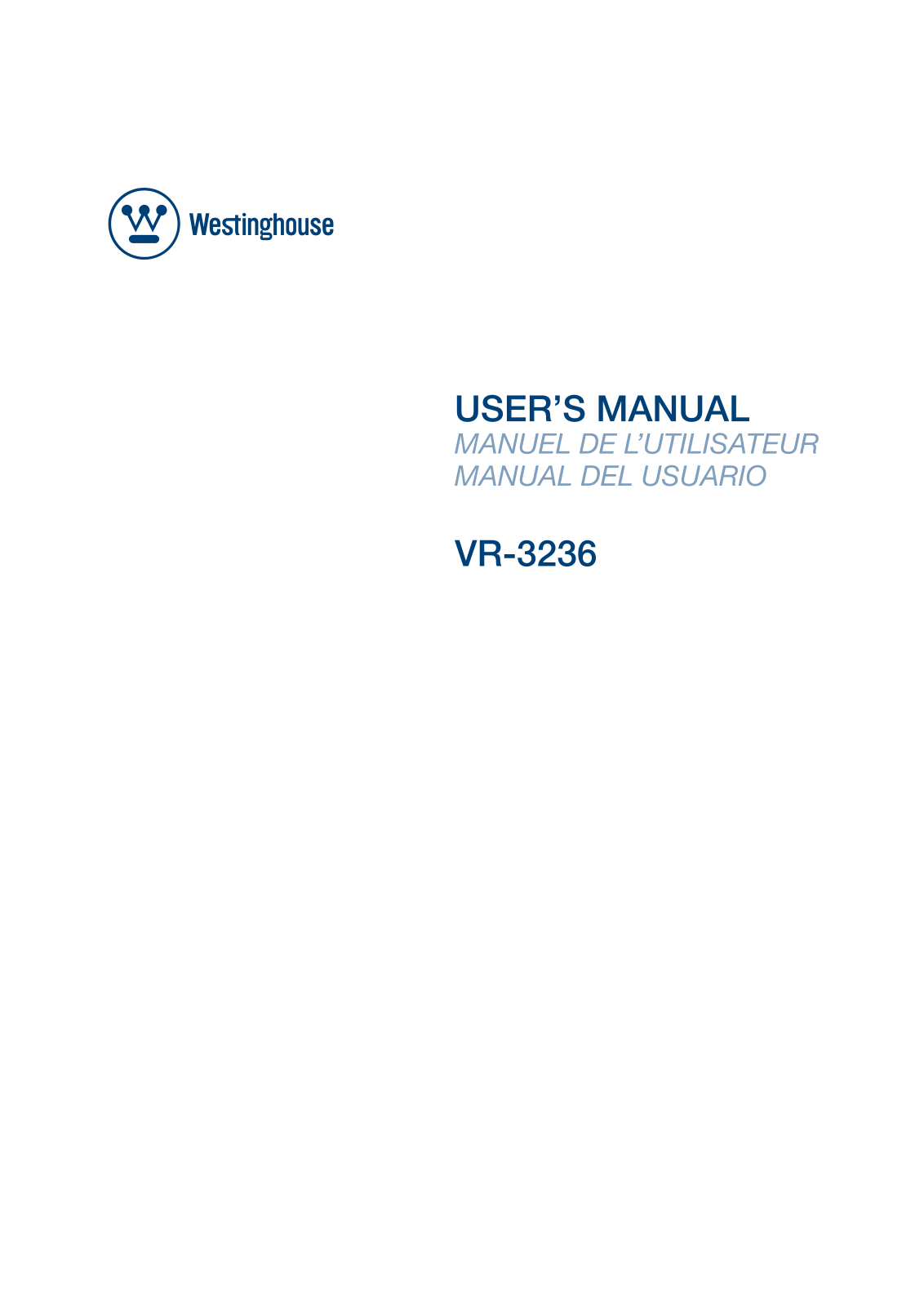 Westinghouse Digital VR-3236 User Manual