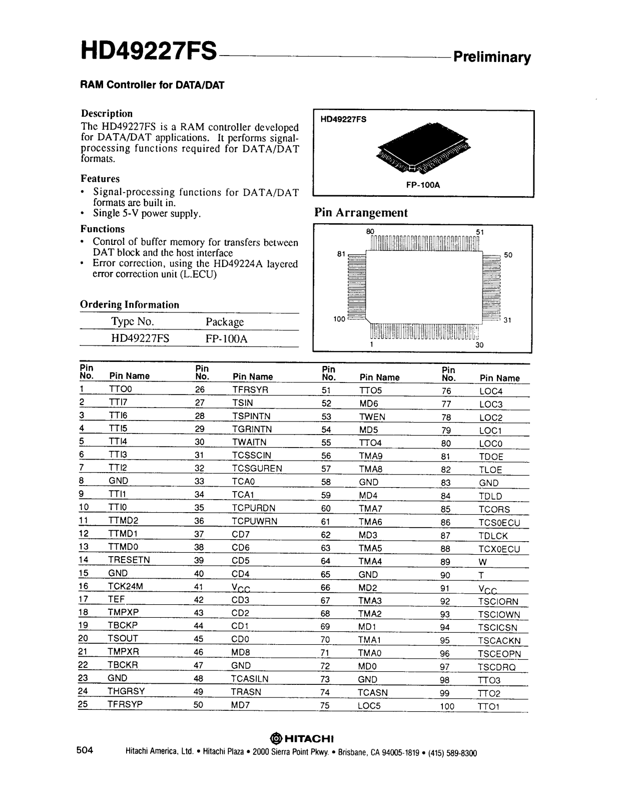 HIT HD49227FS Datasheet