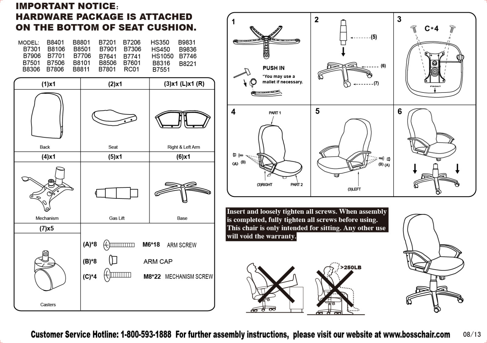 Boss B8106GY, B7506MO Assembly Guide