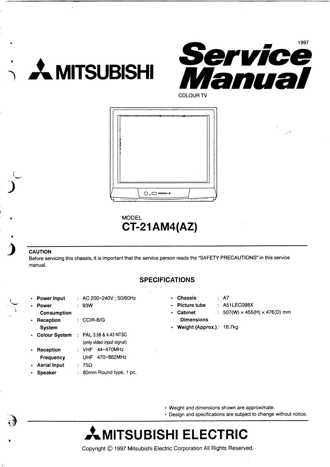 mitsubishi ct-21am4 Service Manual