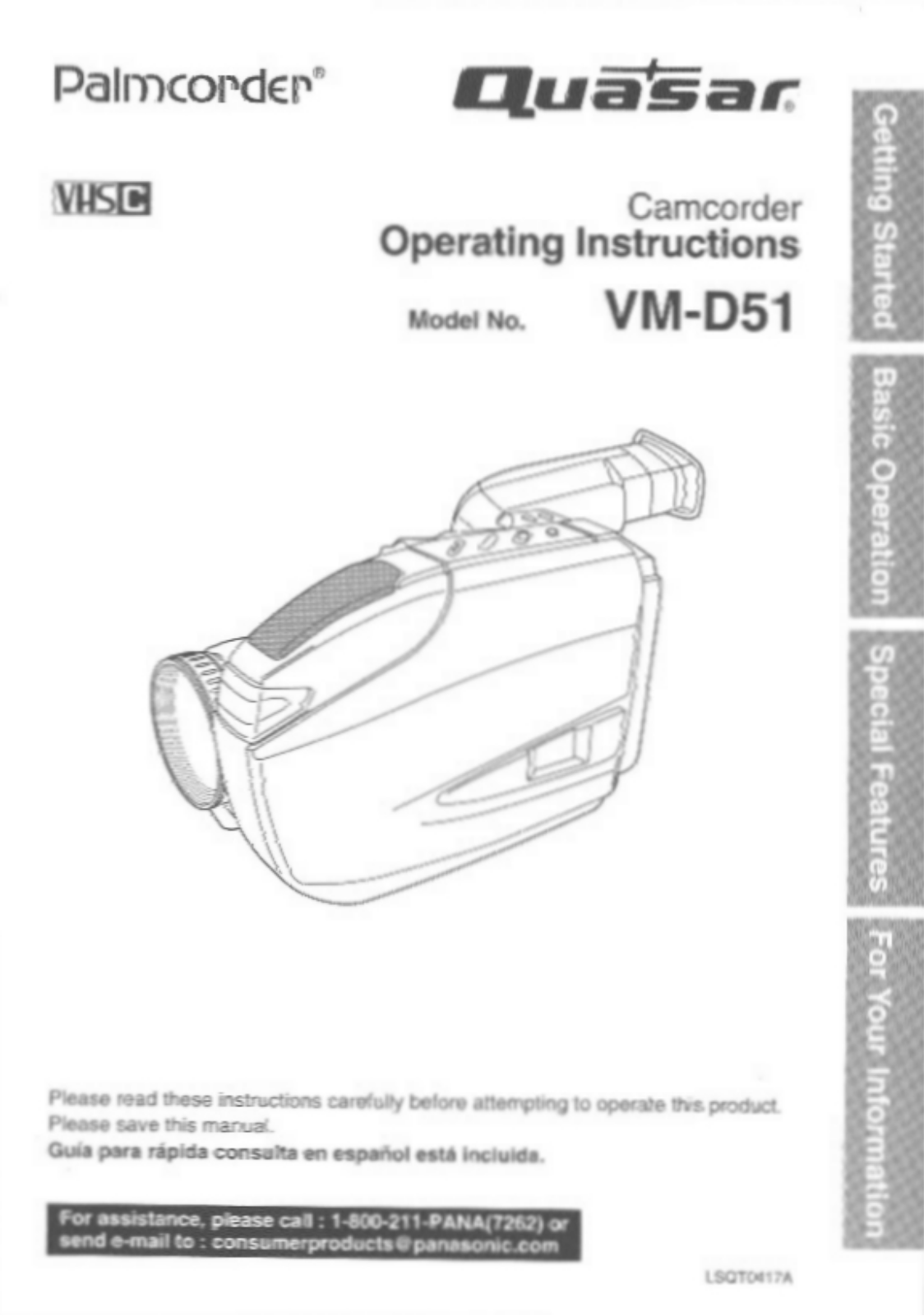 Panasonic vm-d51 Operation Manual