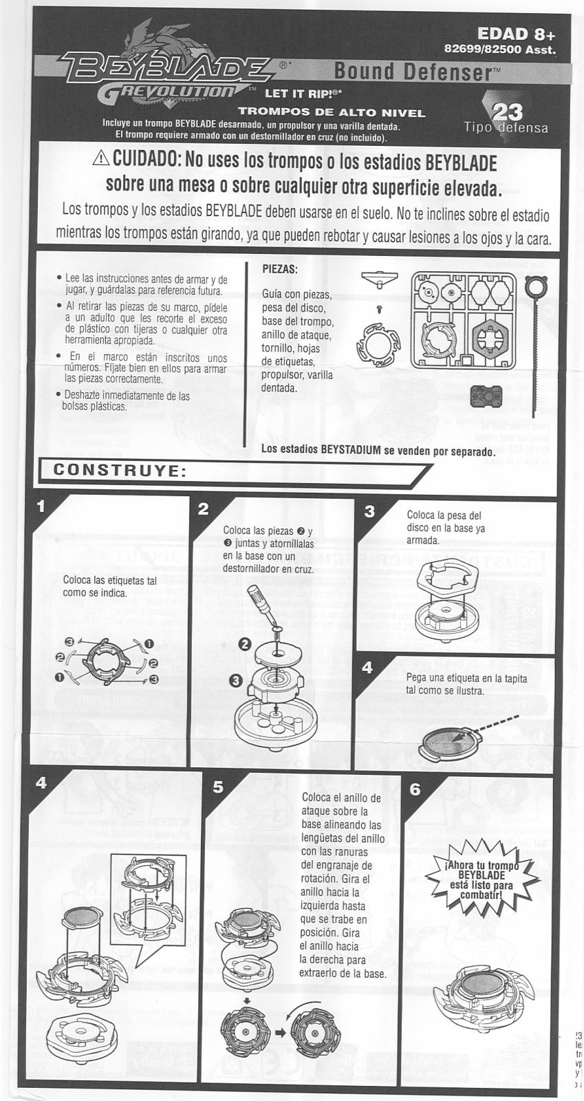 HASBRO Beyblade Grevolution Bound Defenser 23 User Manual