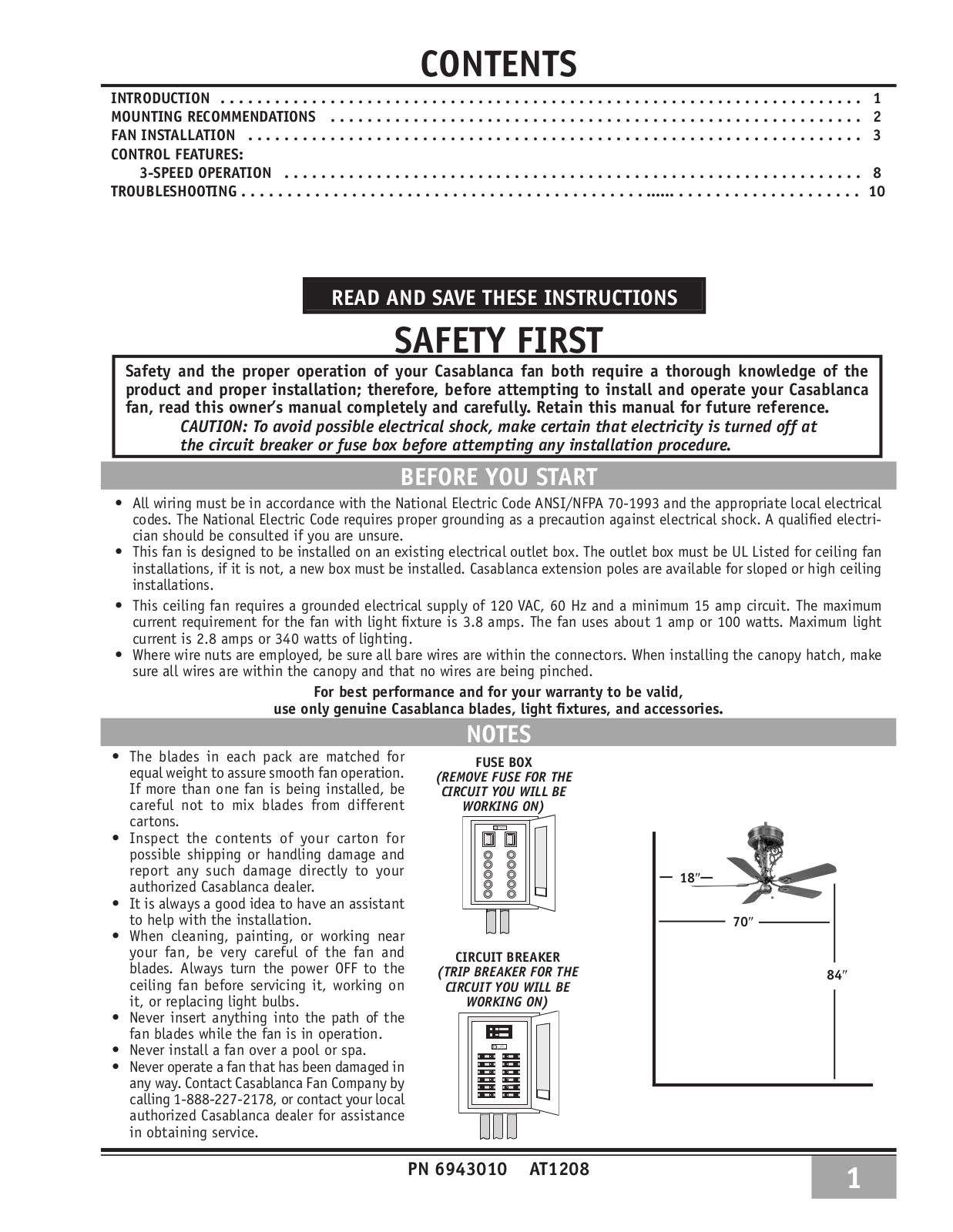 Casablanca Fan Company New Orleans Centennial 69xxD User Manual