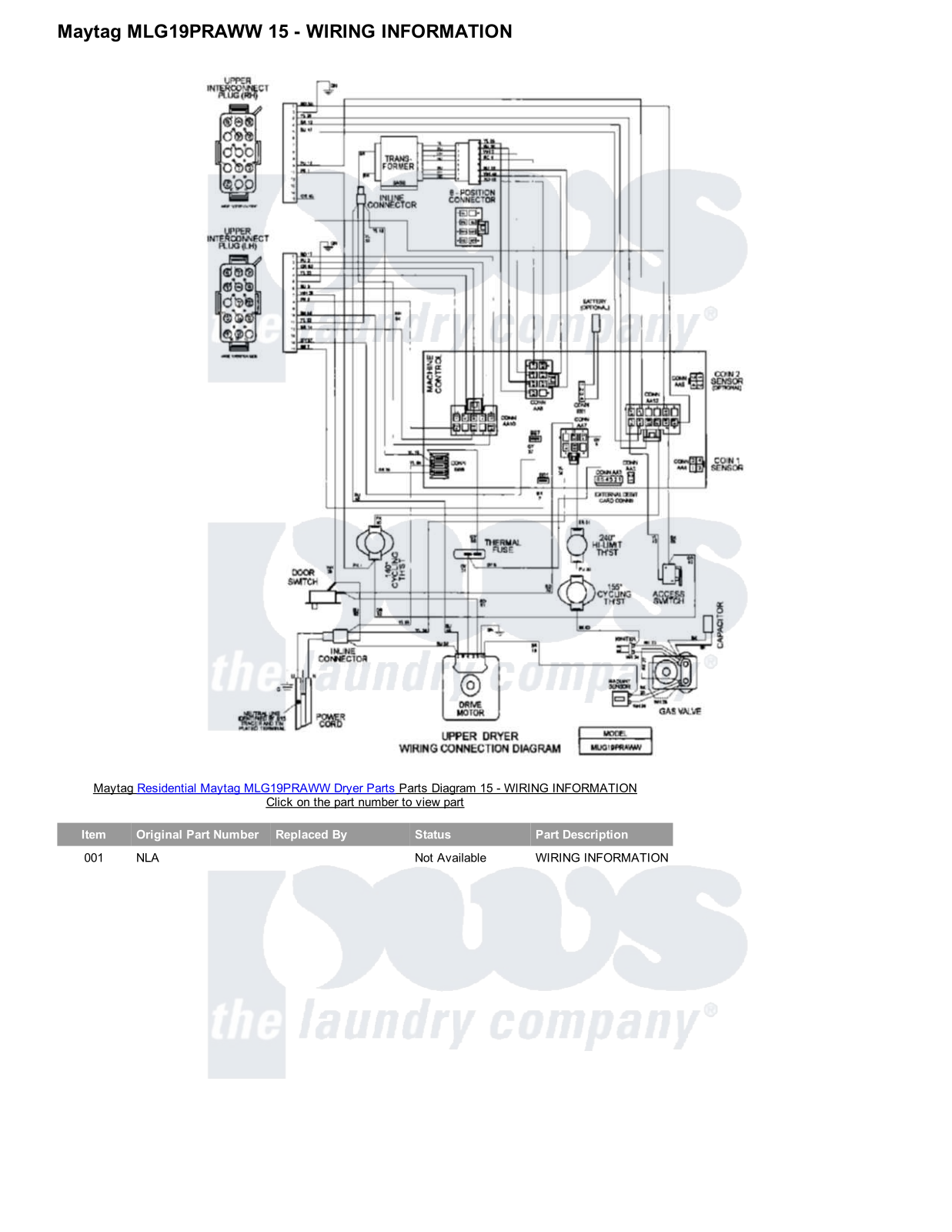 Maytag MLG19PRAWW Parts Diagram