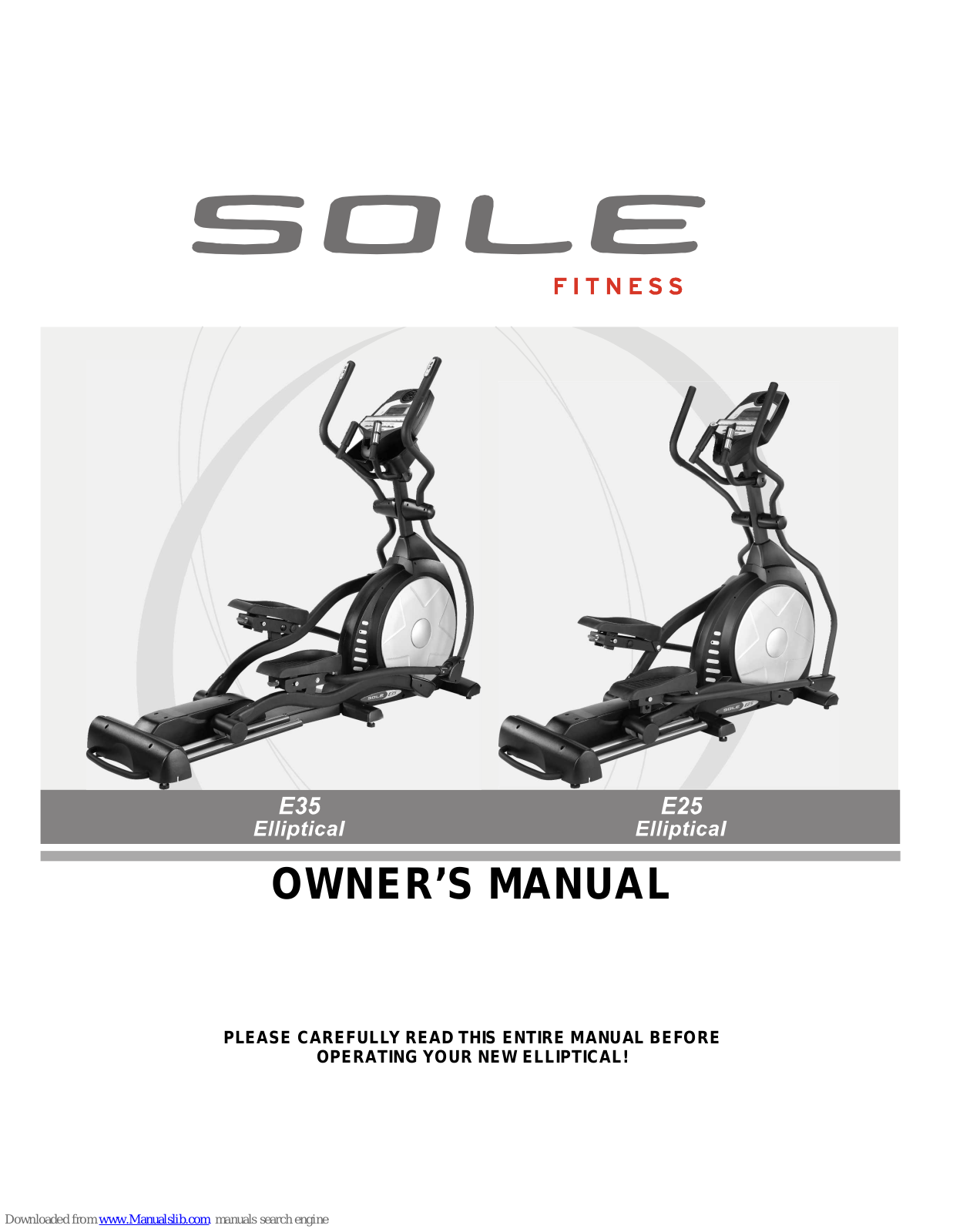 Sole Fitness E35,E25 Owner's Manual