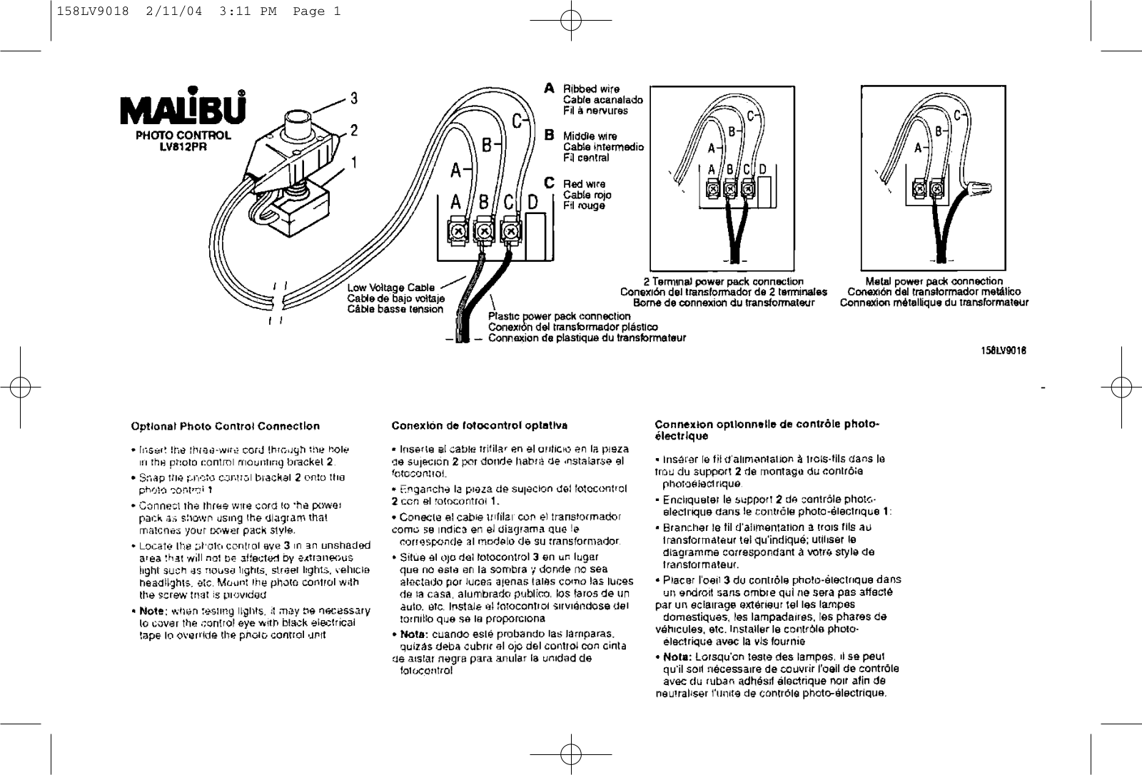 Intermatic 158LV9018 User Manual