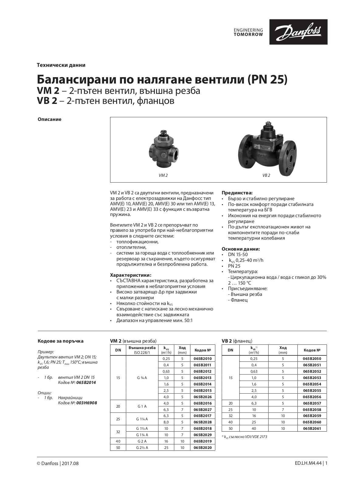 Danfoss VM 2, VB 2 Data sheet