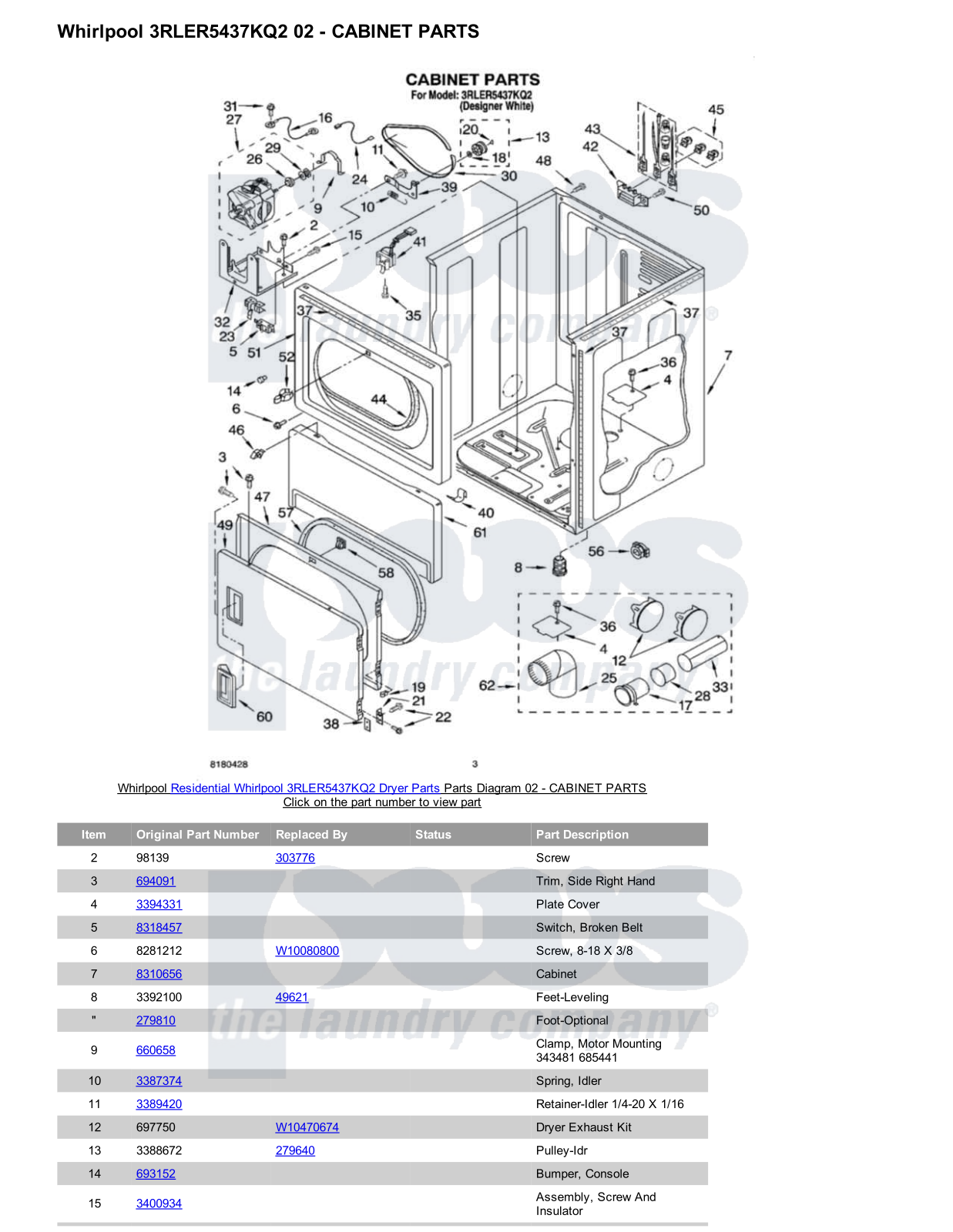 Whirlpool 3RLER5437KQ2 Parts Diagram