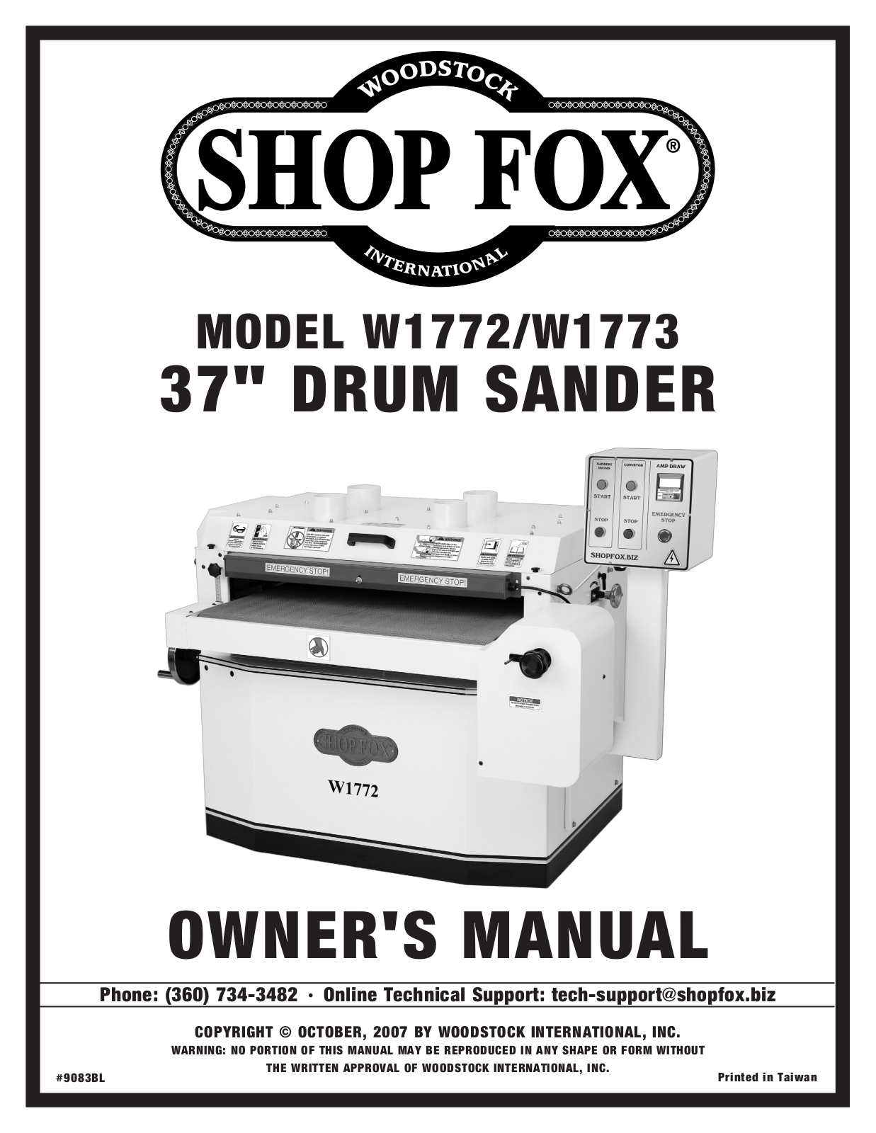 Woodstock W1773, W1772 User Manual