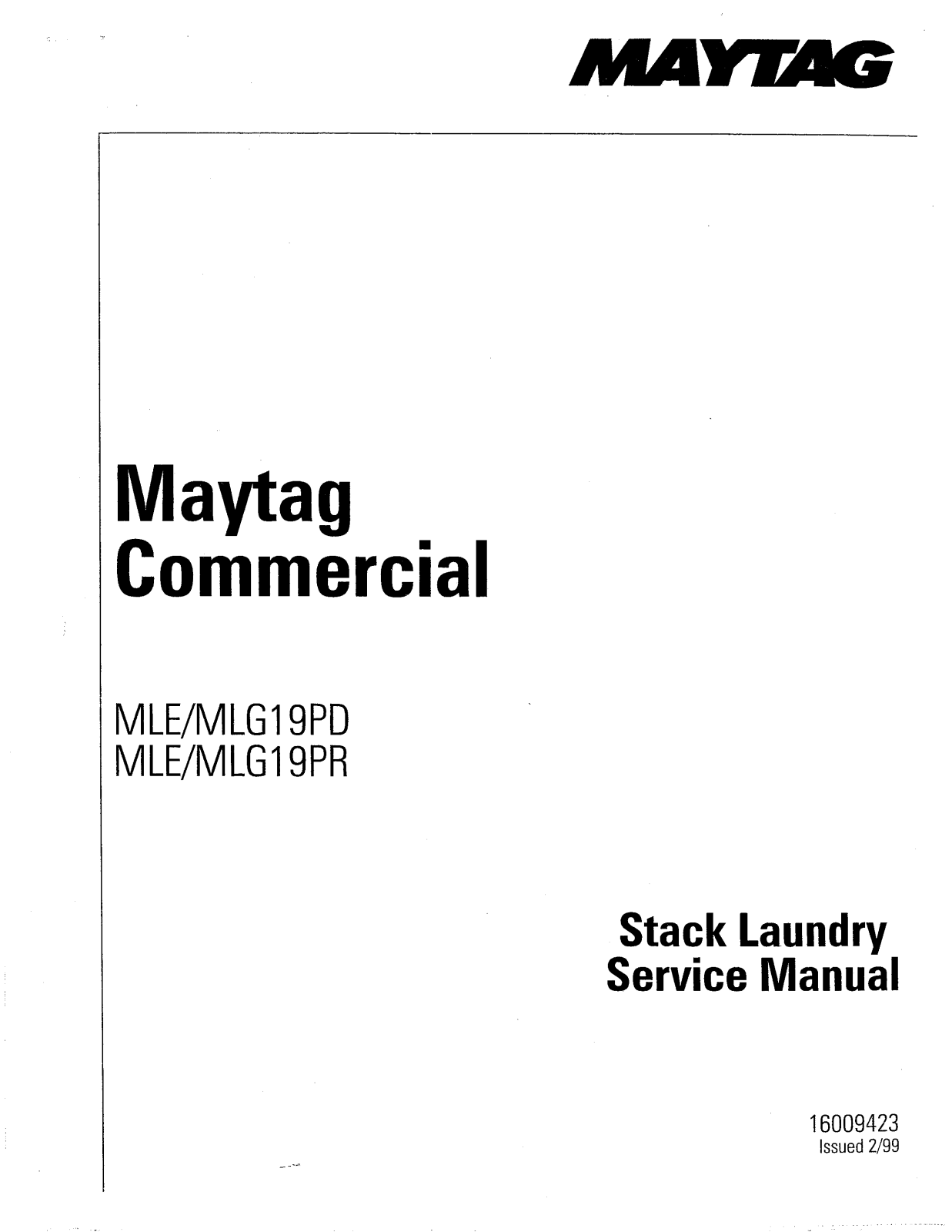 Maytag MLE-MLG19PR, MLE-MLG19PD User Manual