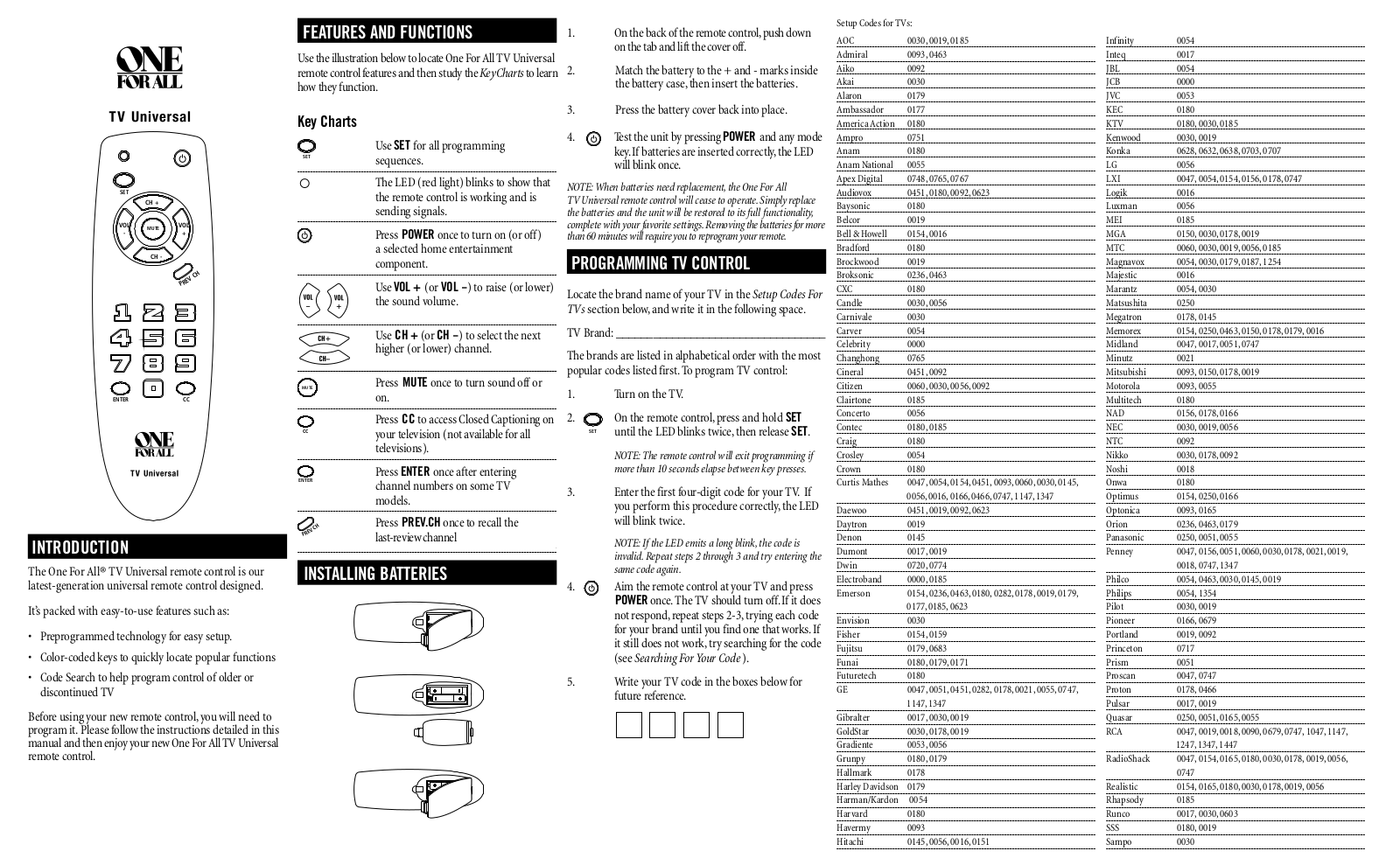 One for All URC 1050 User Manual