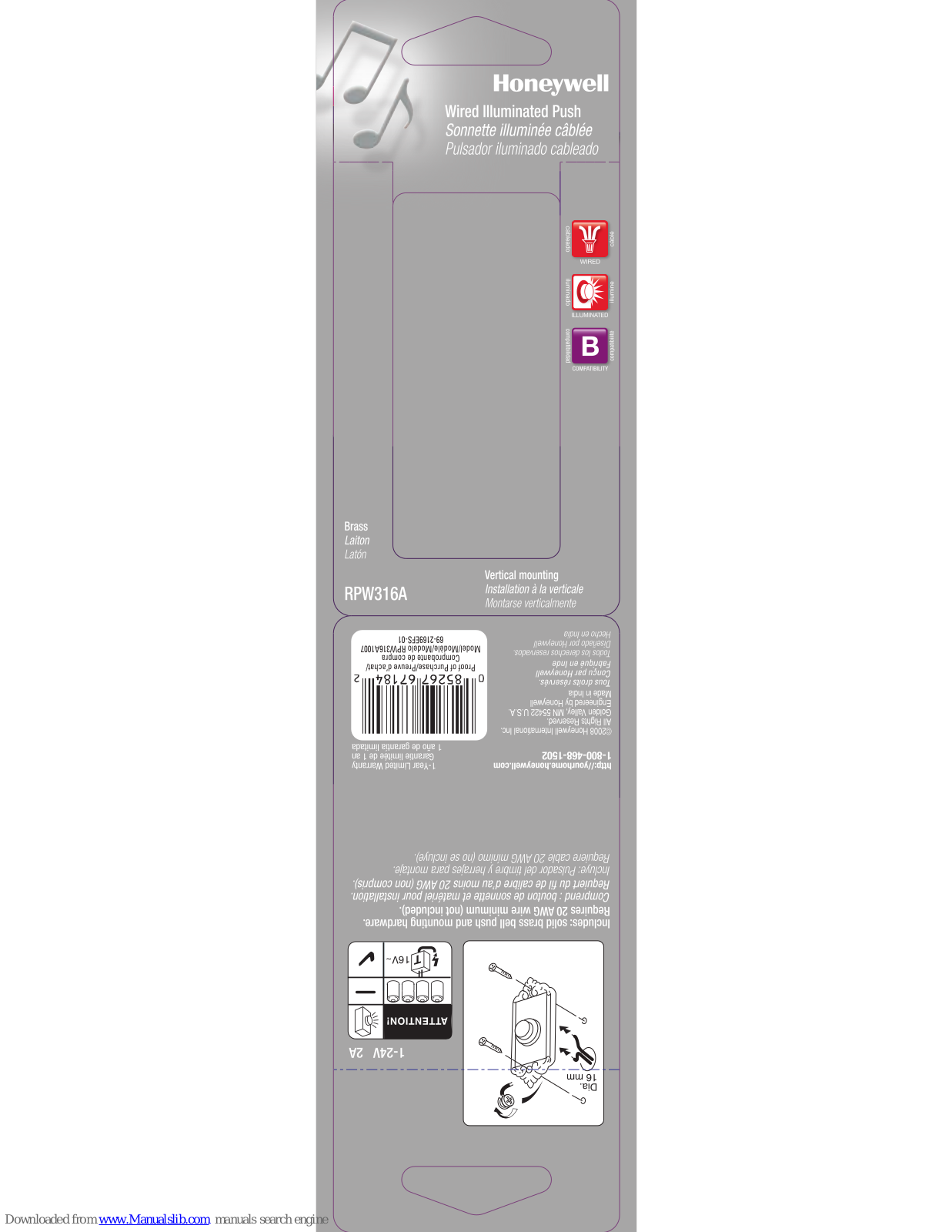 Honeywell RPW316A Instruction Leaflet