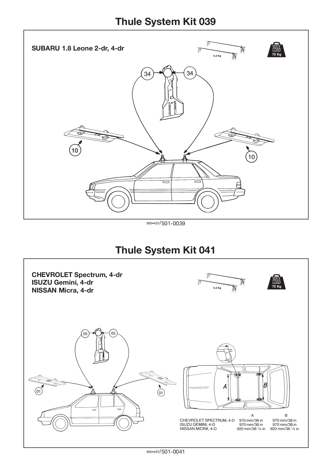 Thule 39, 41 User Manual