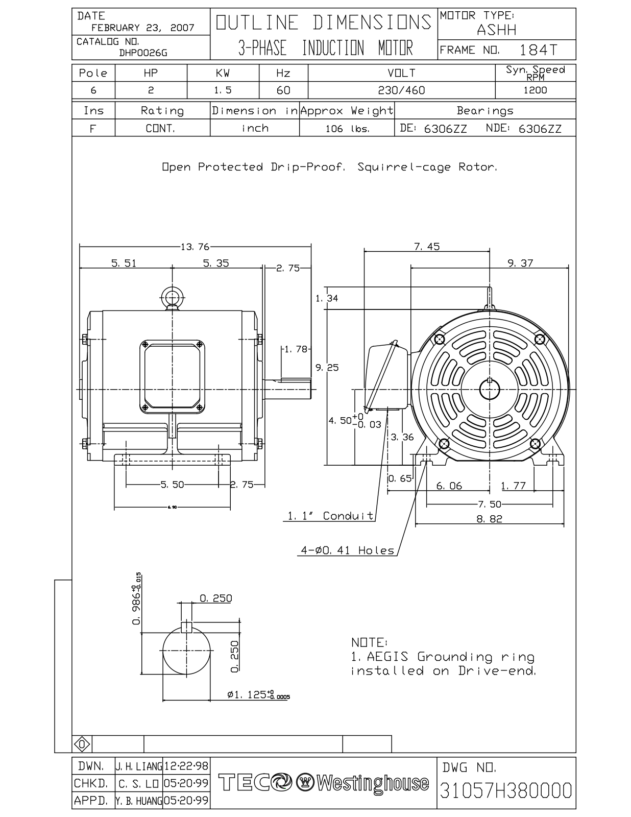 Teco DHP0026G Reference Drawing