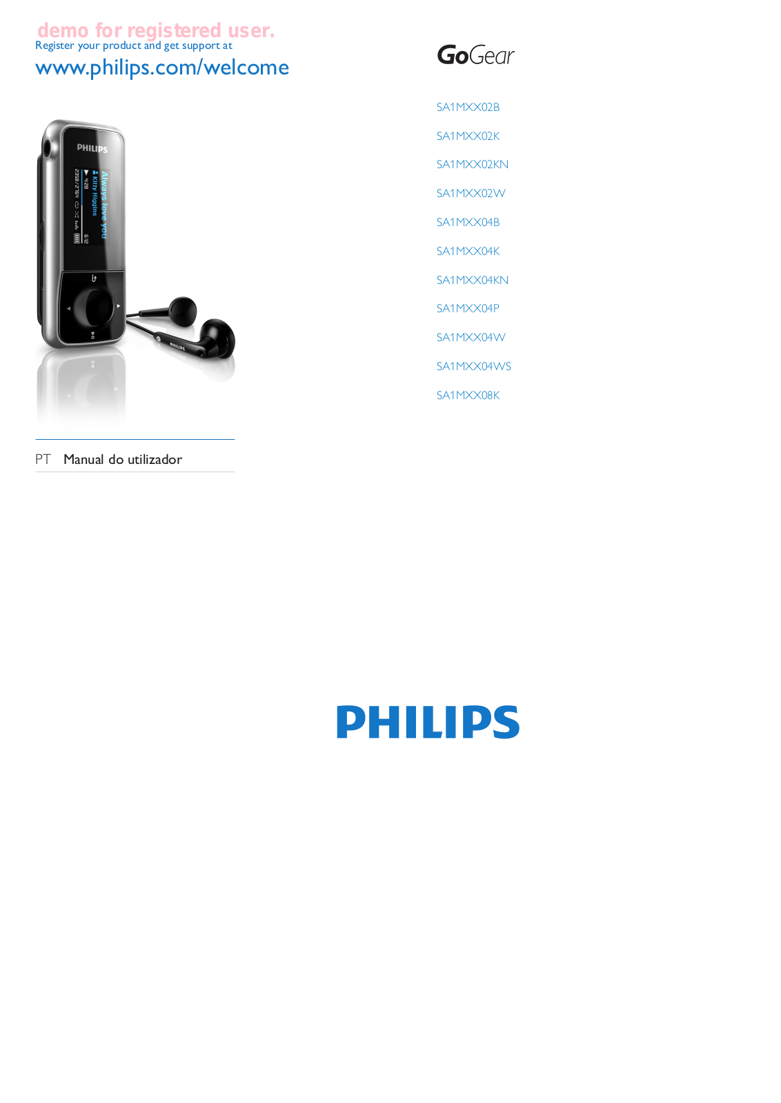 Philips SA1MXX04P/02 User Manual