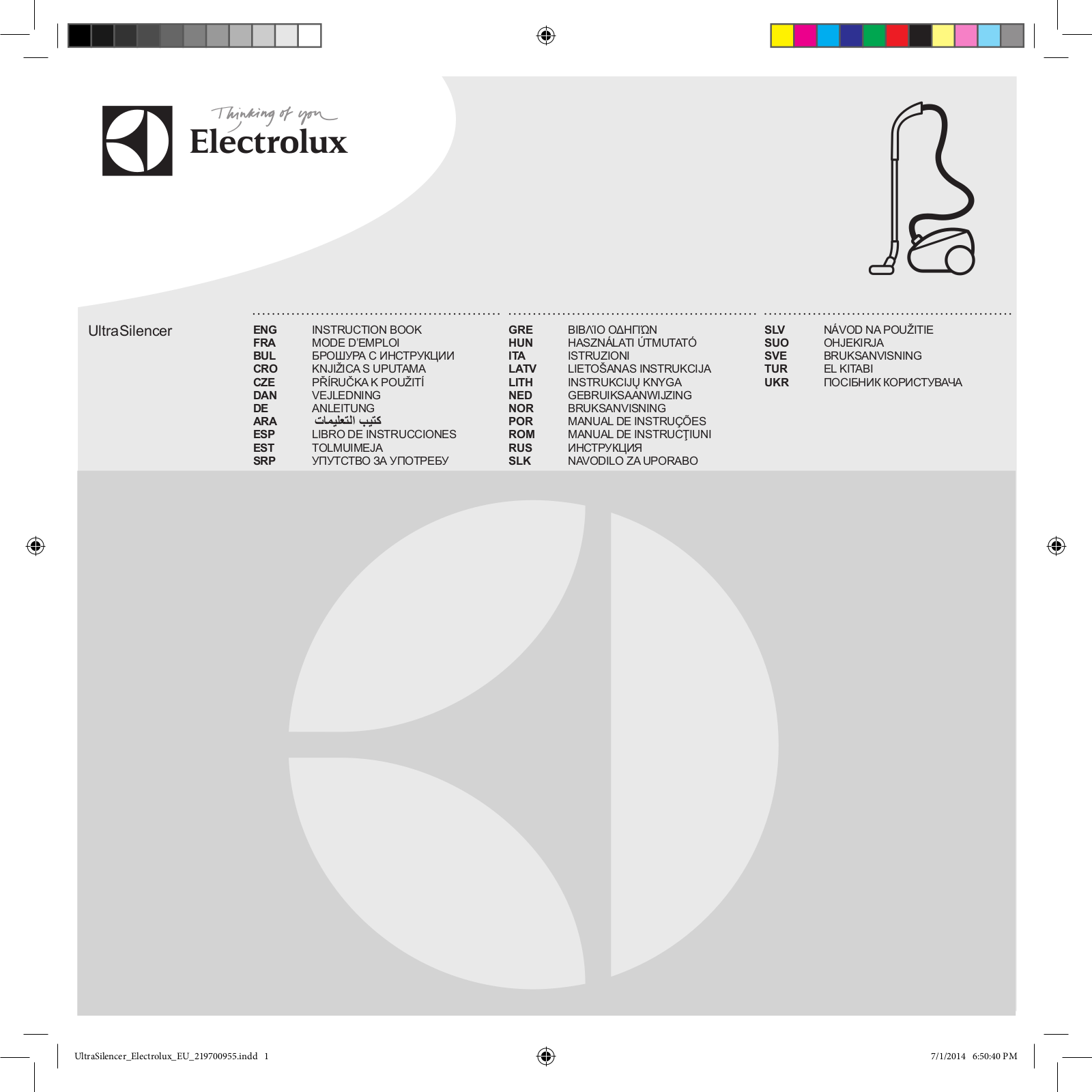 Electrolux ZUSGREEN, ZUSREMOTE, ZUSALLFLR, ZUSORIGINR, ZUSENERGY User Manual