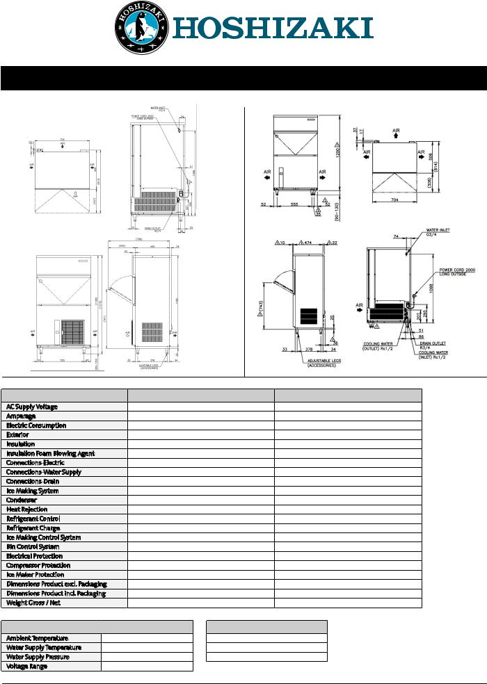 Hoshizaki IM-100NE, IM-100WNE Datasheet