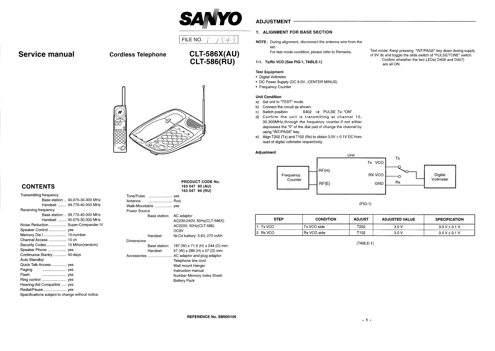 Sanyo CLT-586, CLT-586X Service manual