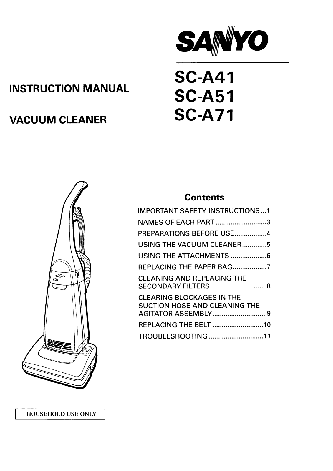 Sanyo SC-A41, SC-A51, SC-A71 Instruction Manual