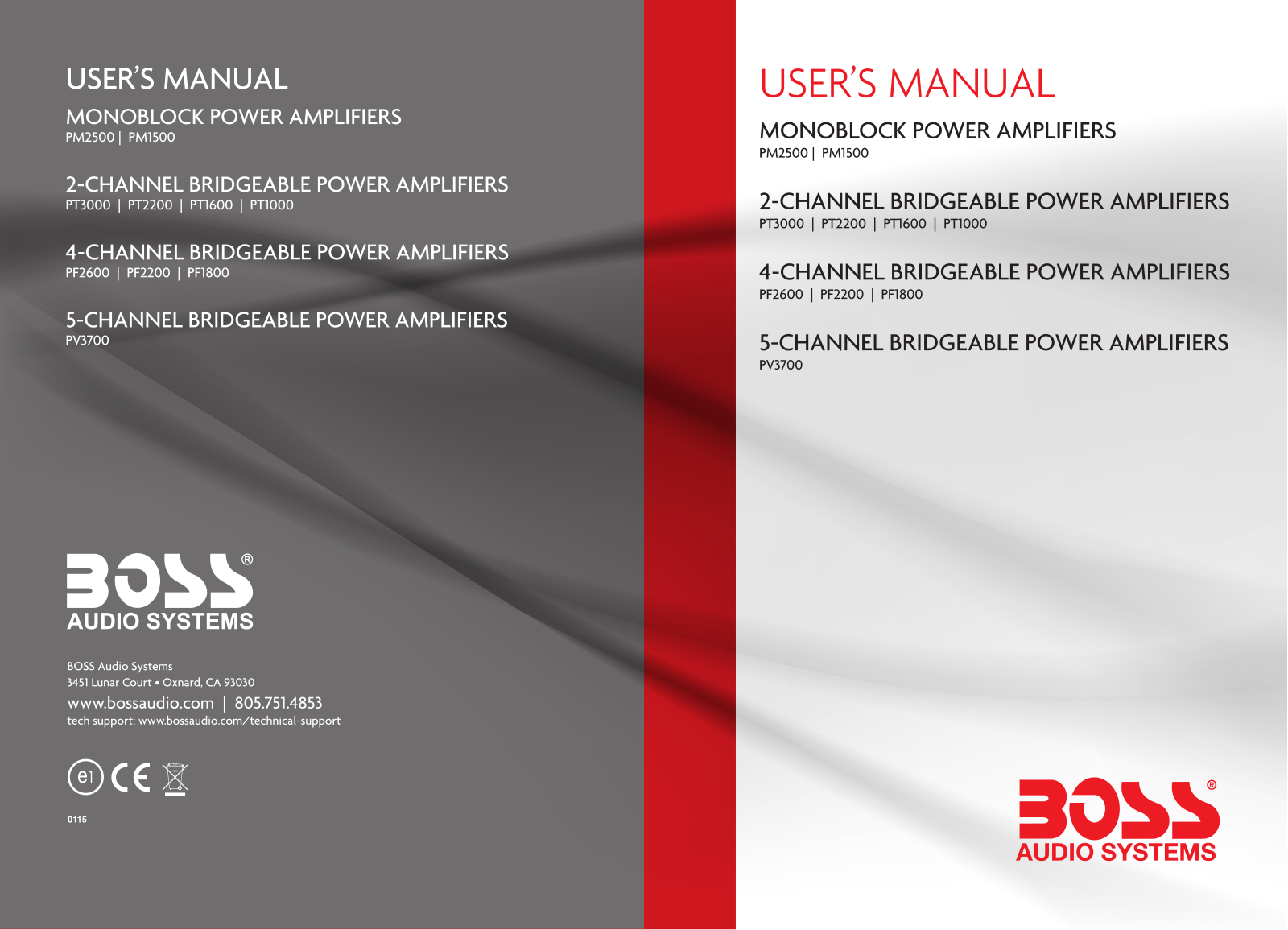 Boss Audio PHANTOM PF1800, PHANTOM PF2200, PHANTOM PF2600, PHANTOM PM1500, PHANTOM PM2500 User Manual