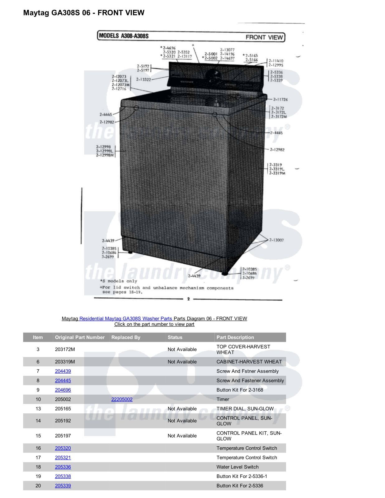 Maytag GA308S Parts Diagram