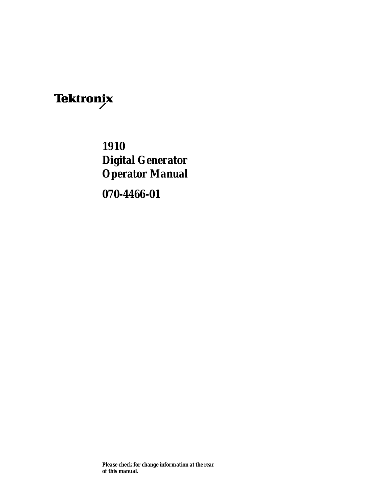 Tektronix 1910 User Manual