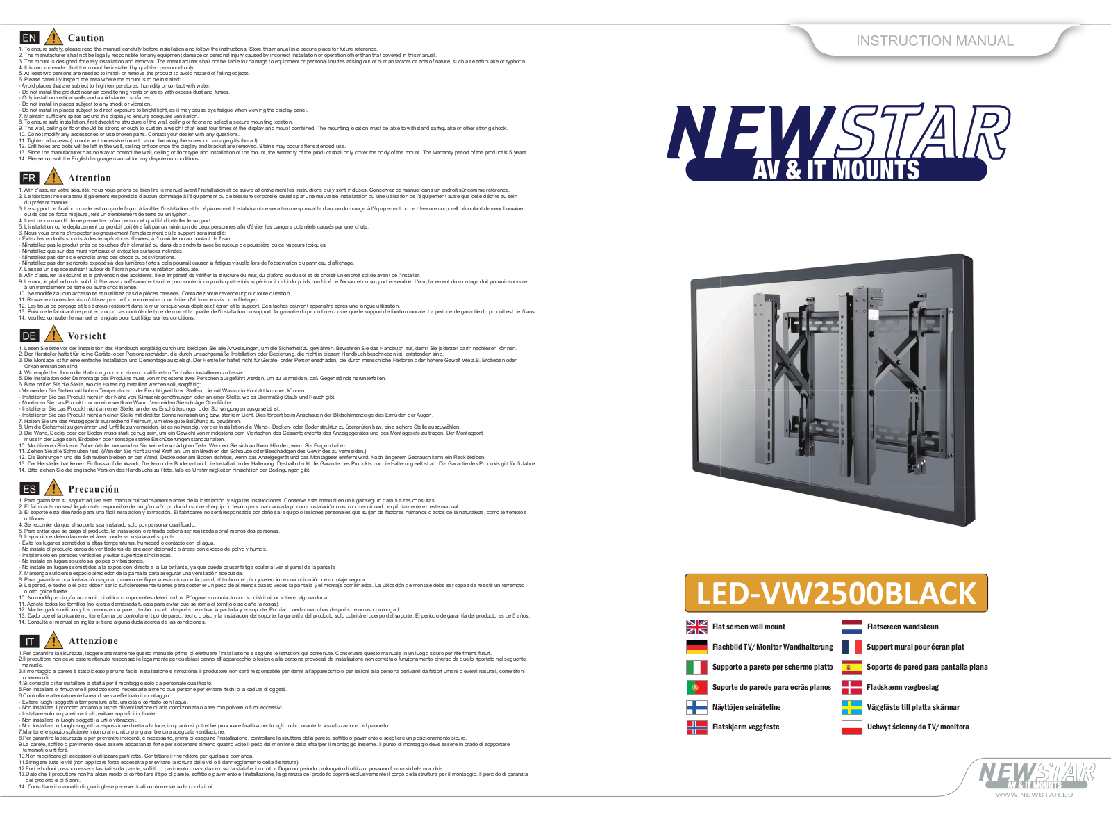 Newstar LED-VW2500BLACK User Manual