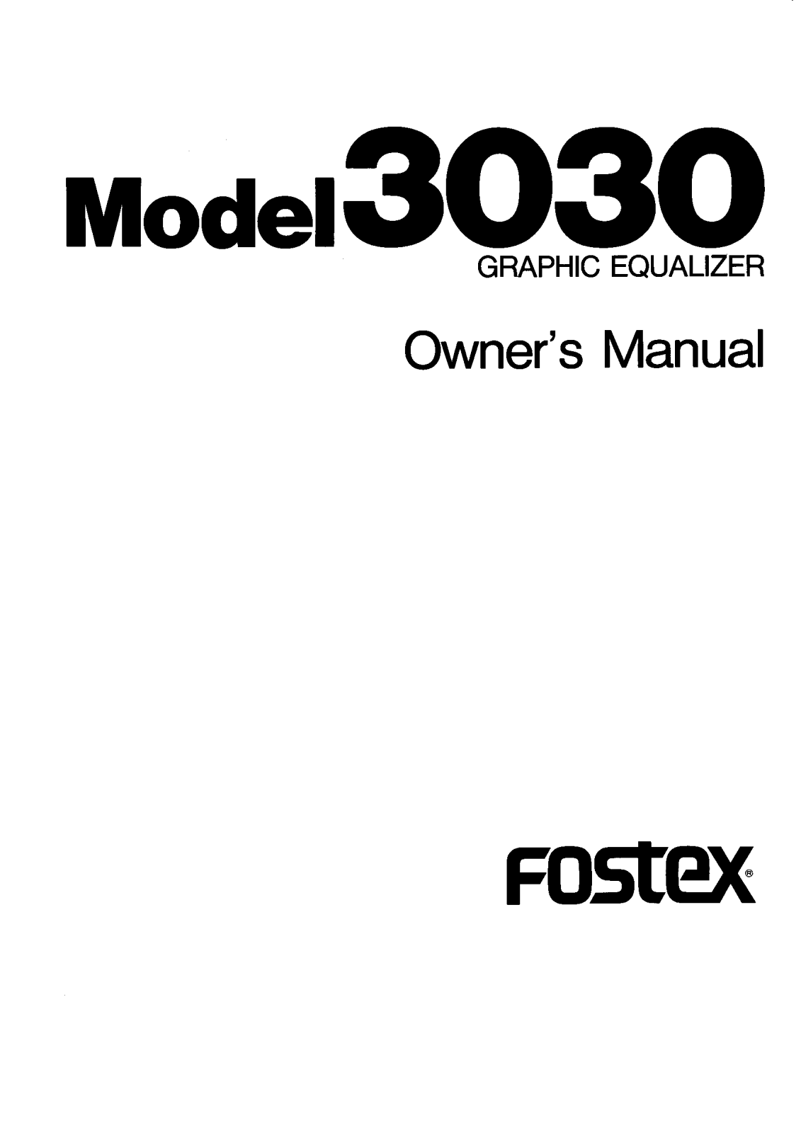 Fostex 3030 Owners Manual