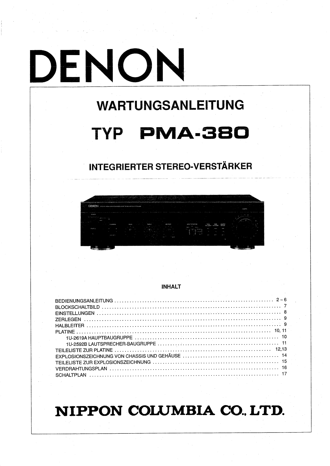 Denon PMA-380 Service Manual