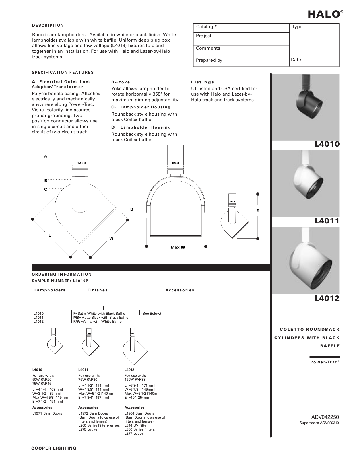 Cooper Lighting L4011, L4012, L4010 User Manual