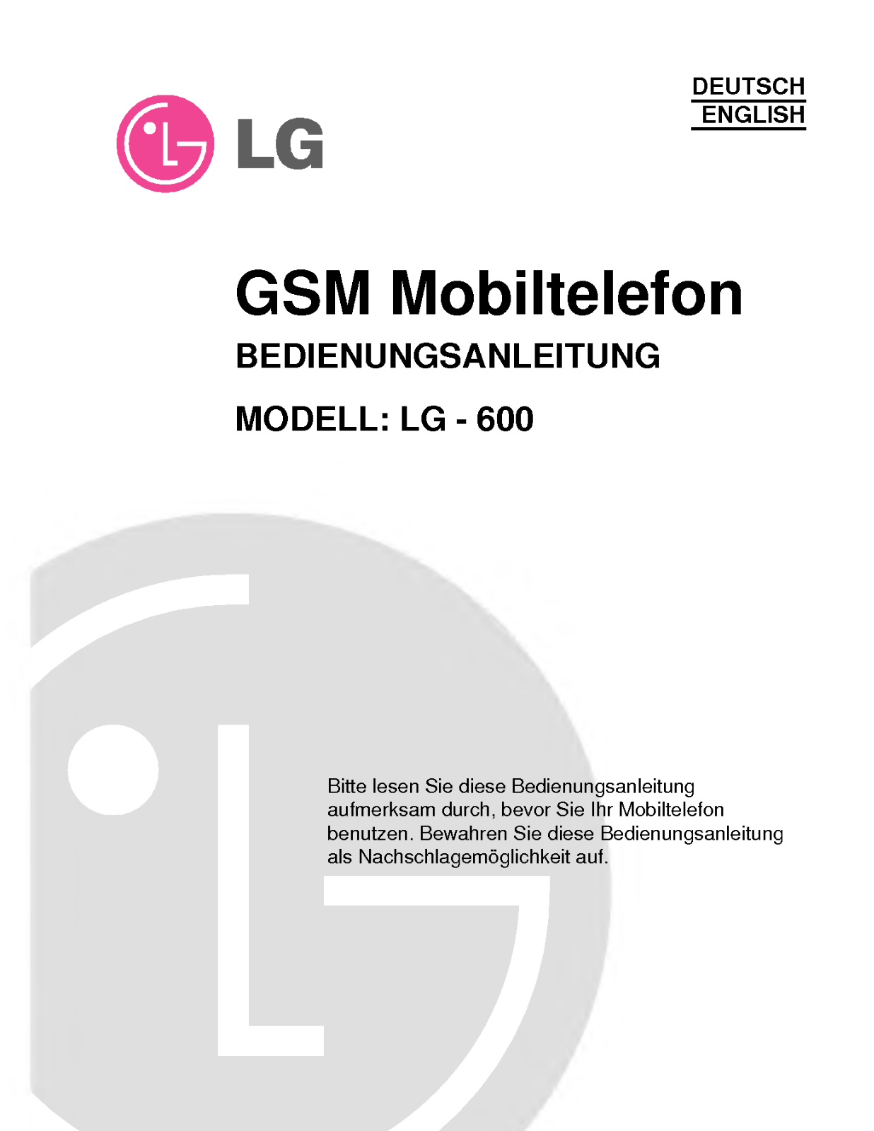 Lg 600 User Manual