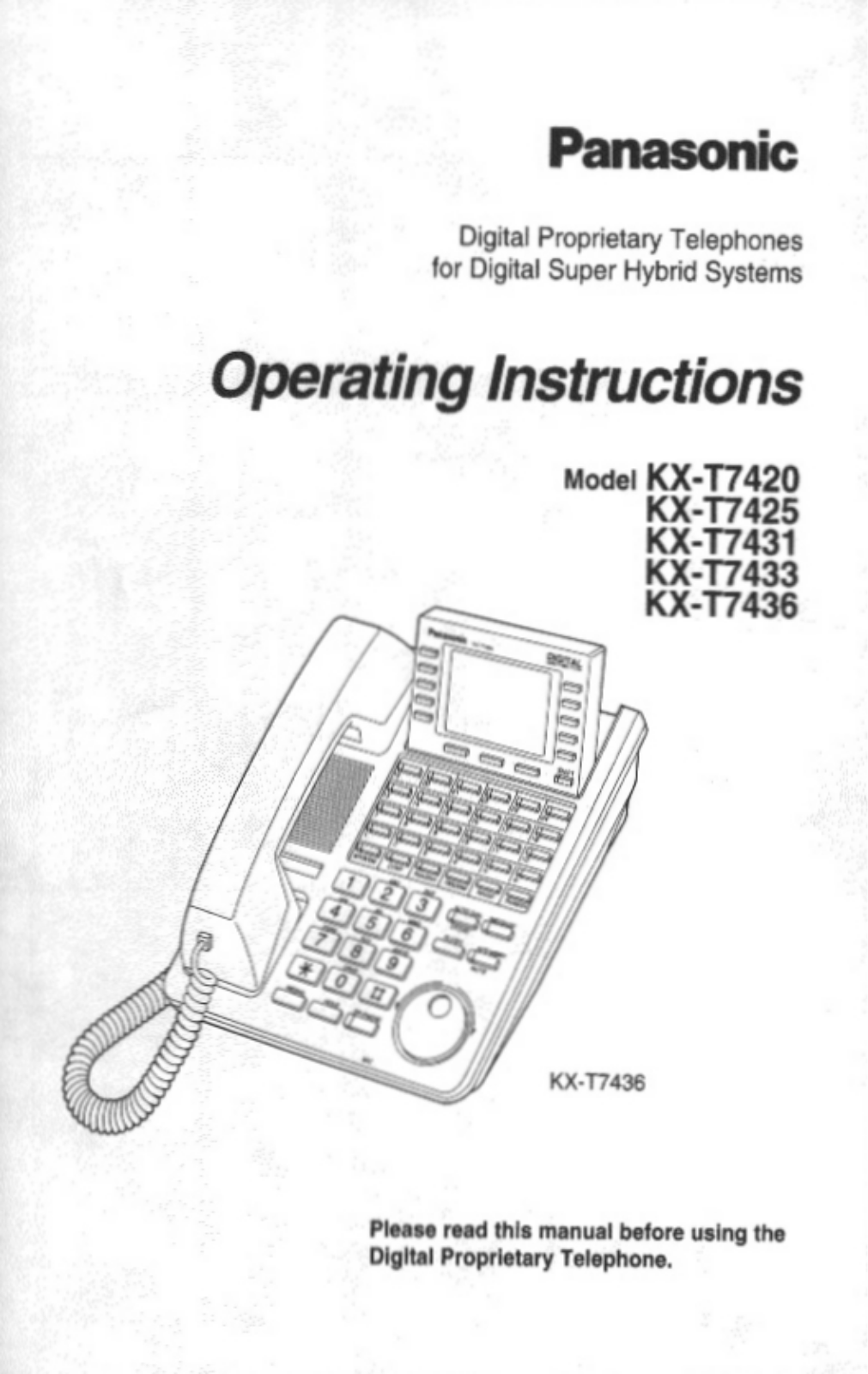 Panasonic KX-T7420 User Manual