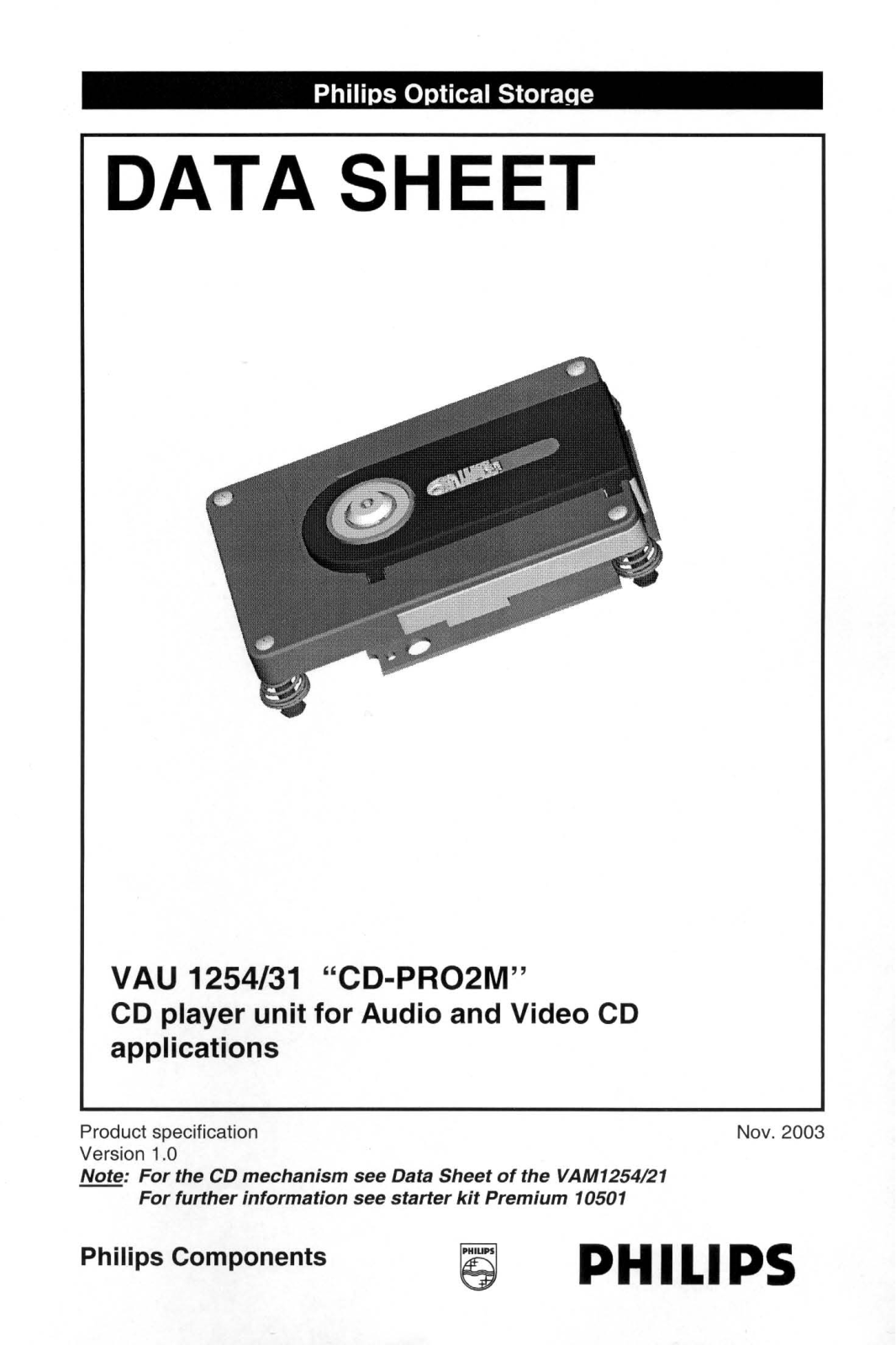 Philips CD-PRO2M DATA SHEET